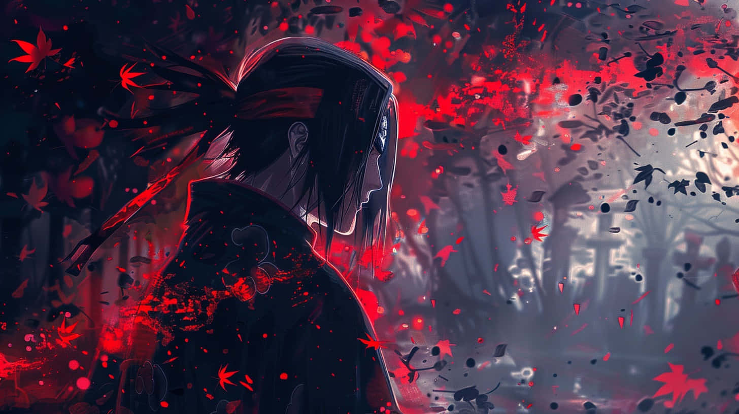 Itachi Uchiha Red Moon Anime Artwork Background