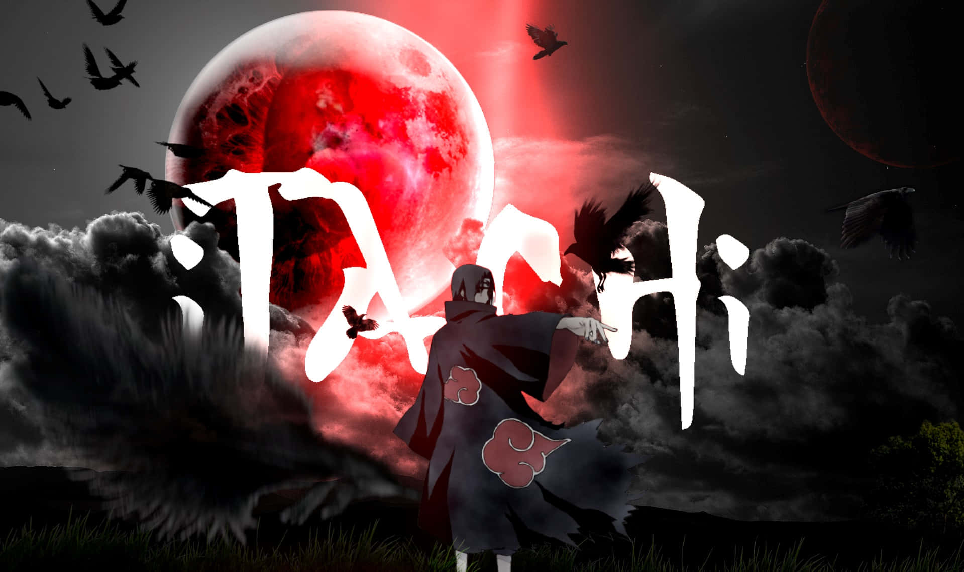 Itachi Uchiha Red Moon Background