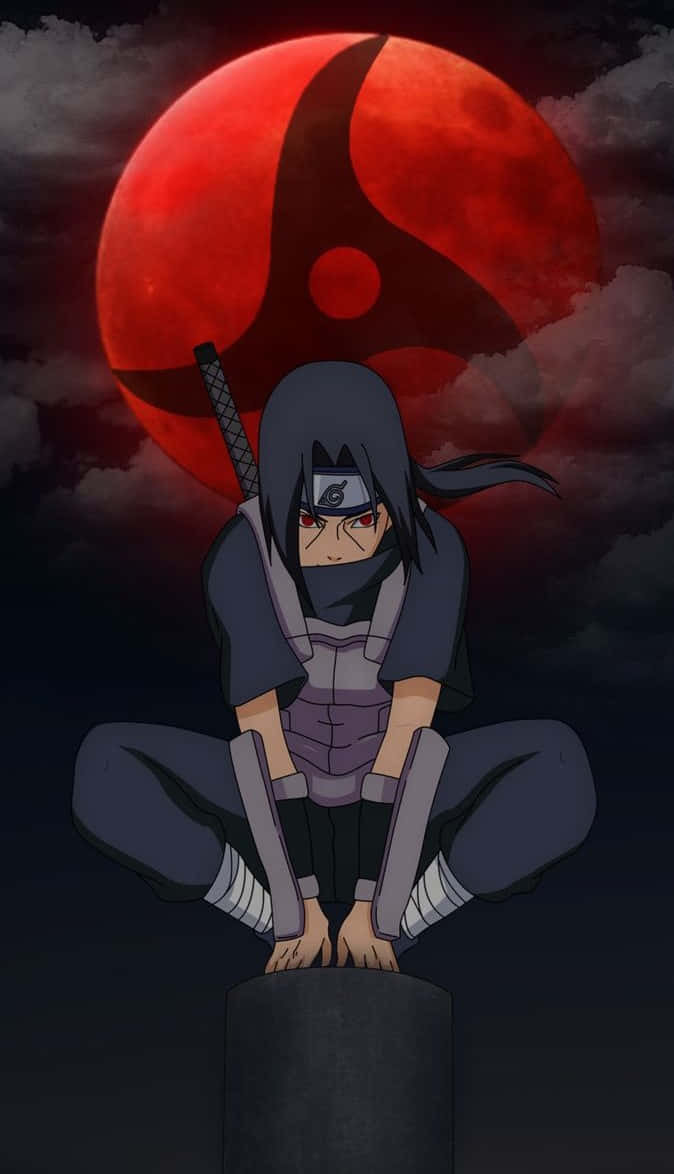 Itachi Uchiha Red Moon Background