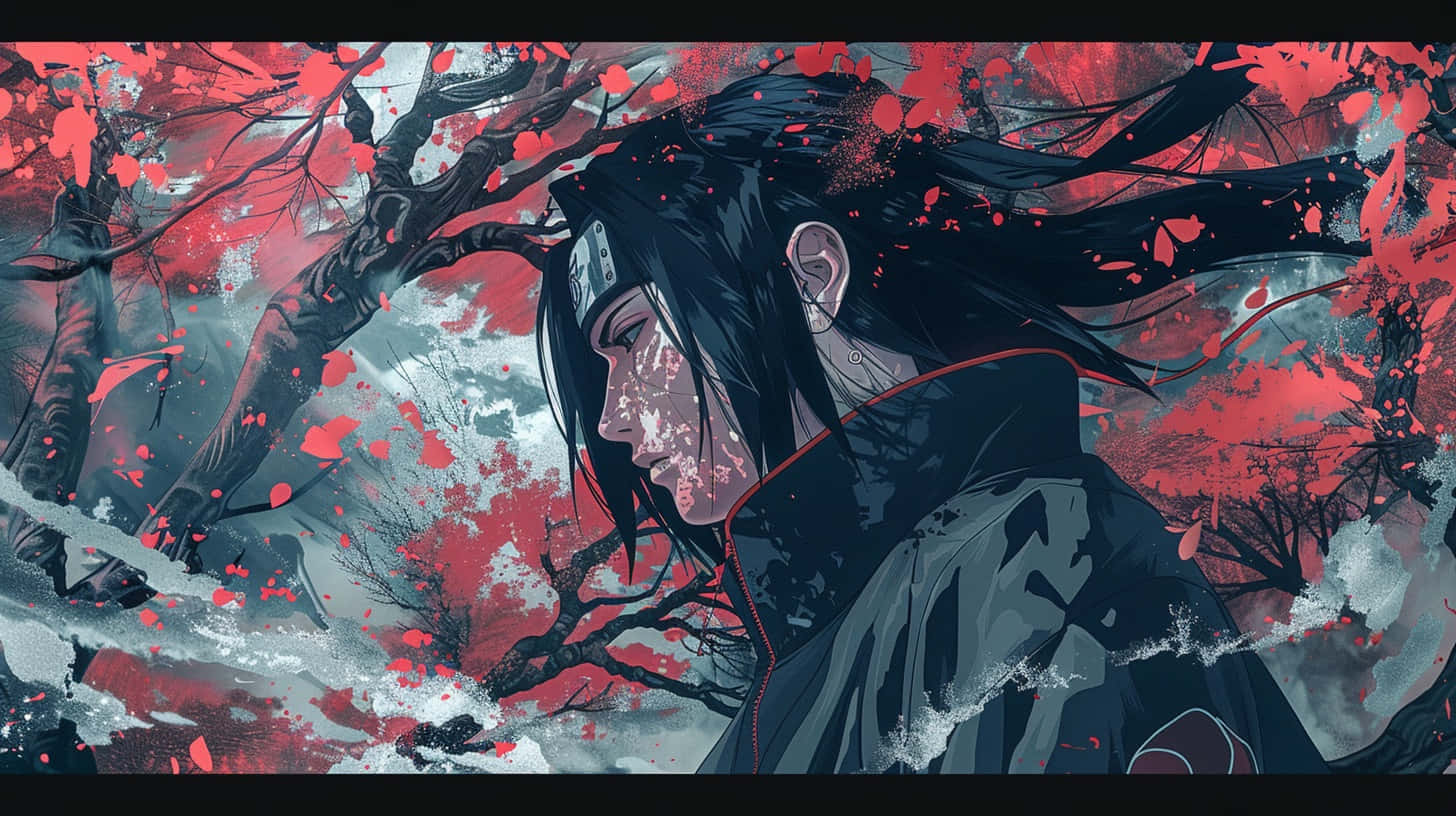 Itachi Uchiha Redand Black Artwork Background