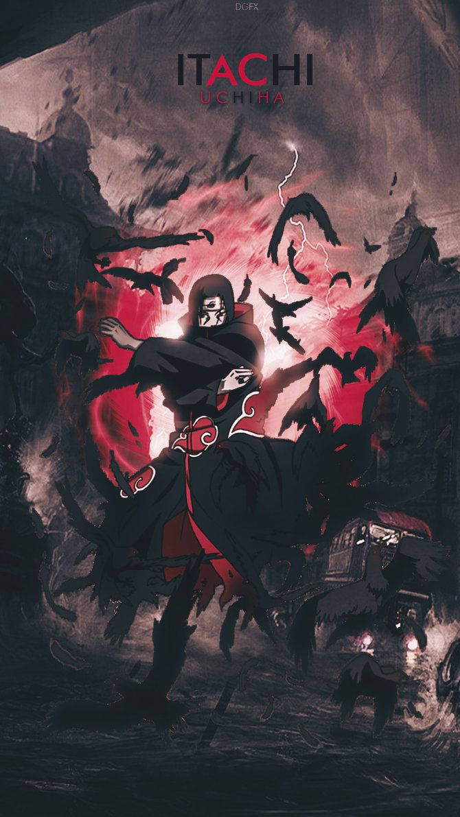 Itachi Uchiha With Black Crows Background