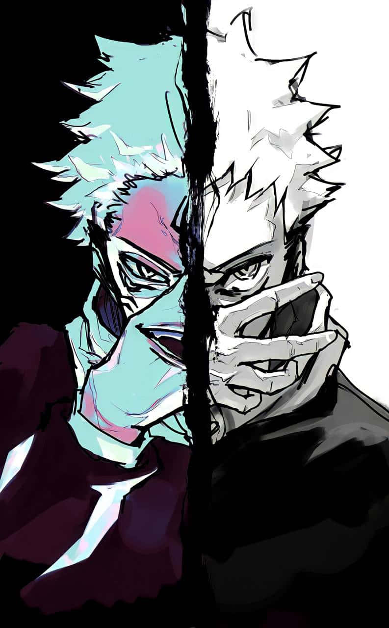 Itadori Yuji Black White Colored Background