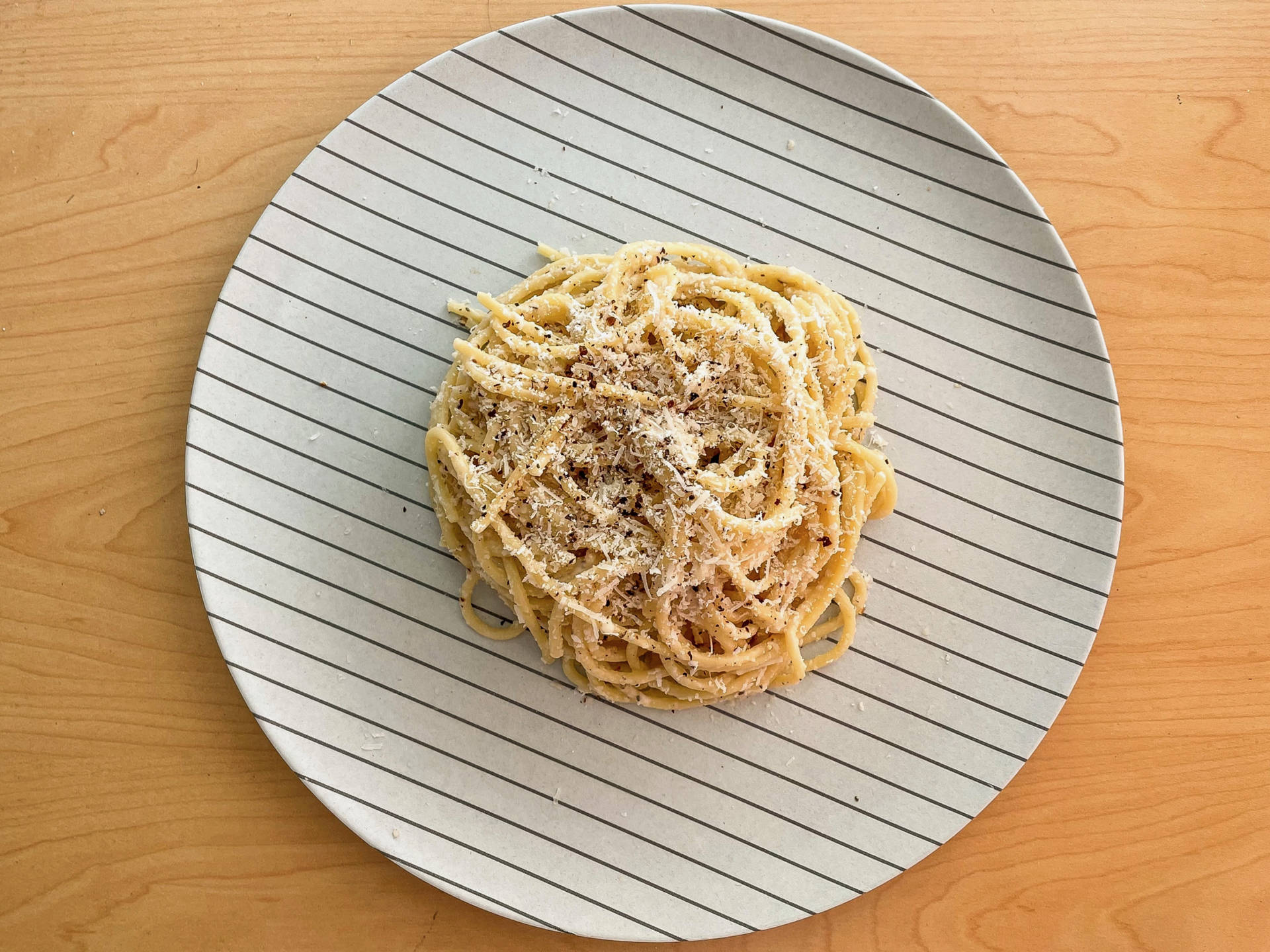 Italian Cacio E Pepe Pasta Minimalistic Flat Lay Display