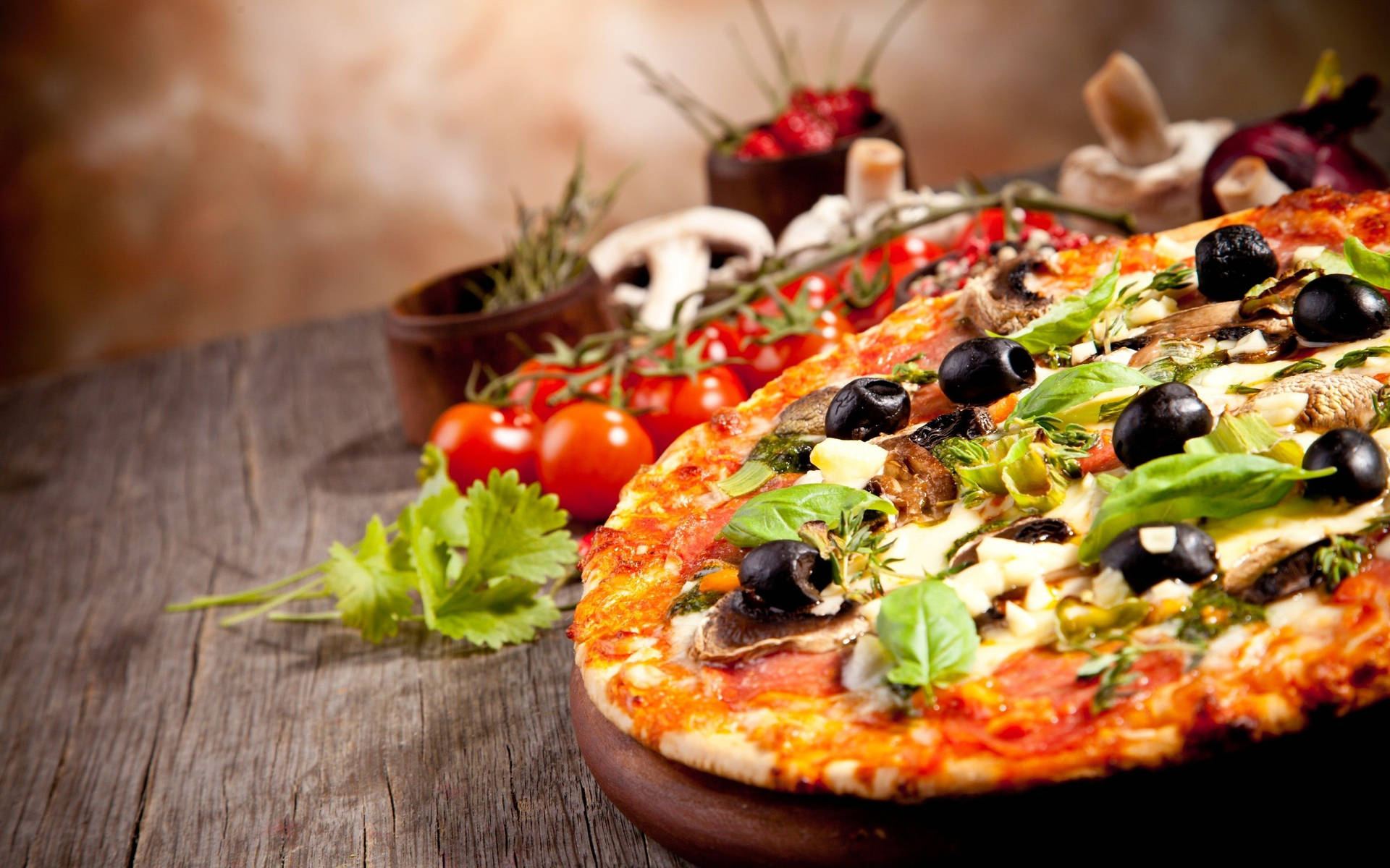 Italian Food Vegetables Pizza Background