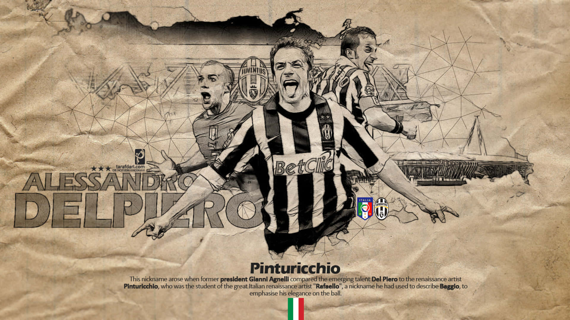 Italian Football Legend Alessandro Del Piero On Field Background