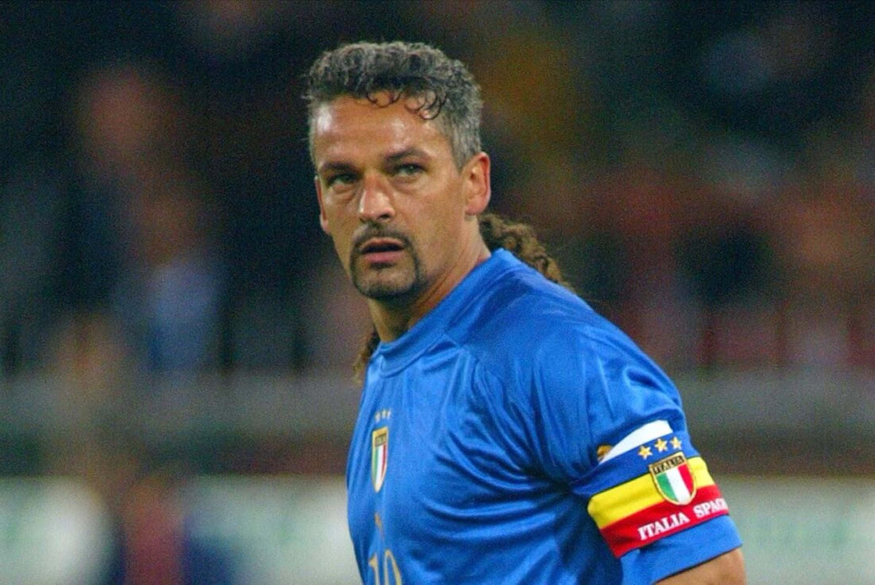 Italian Footballerin Blue Jersey