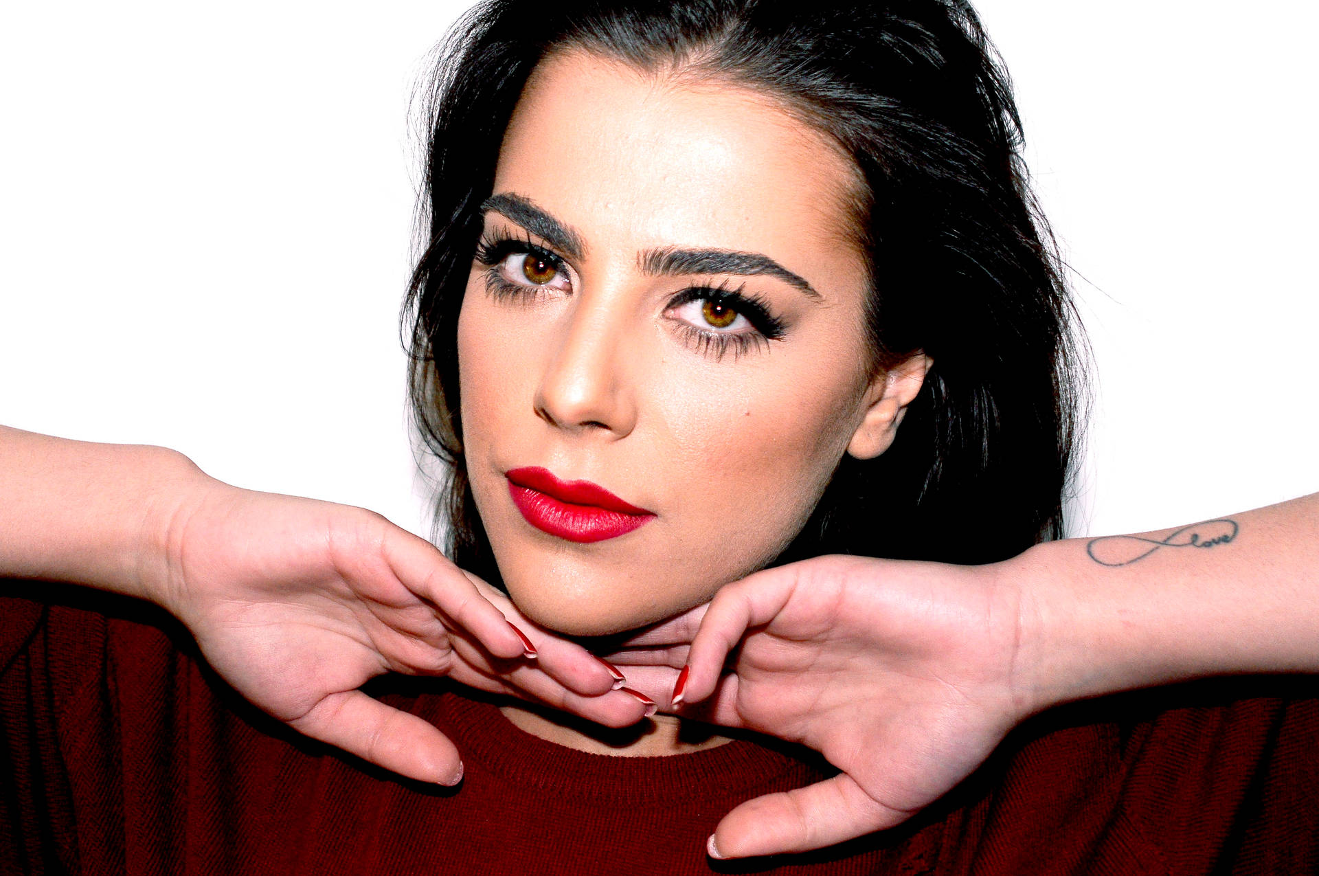 Italian Girl With Red Lipstick Background