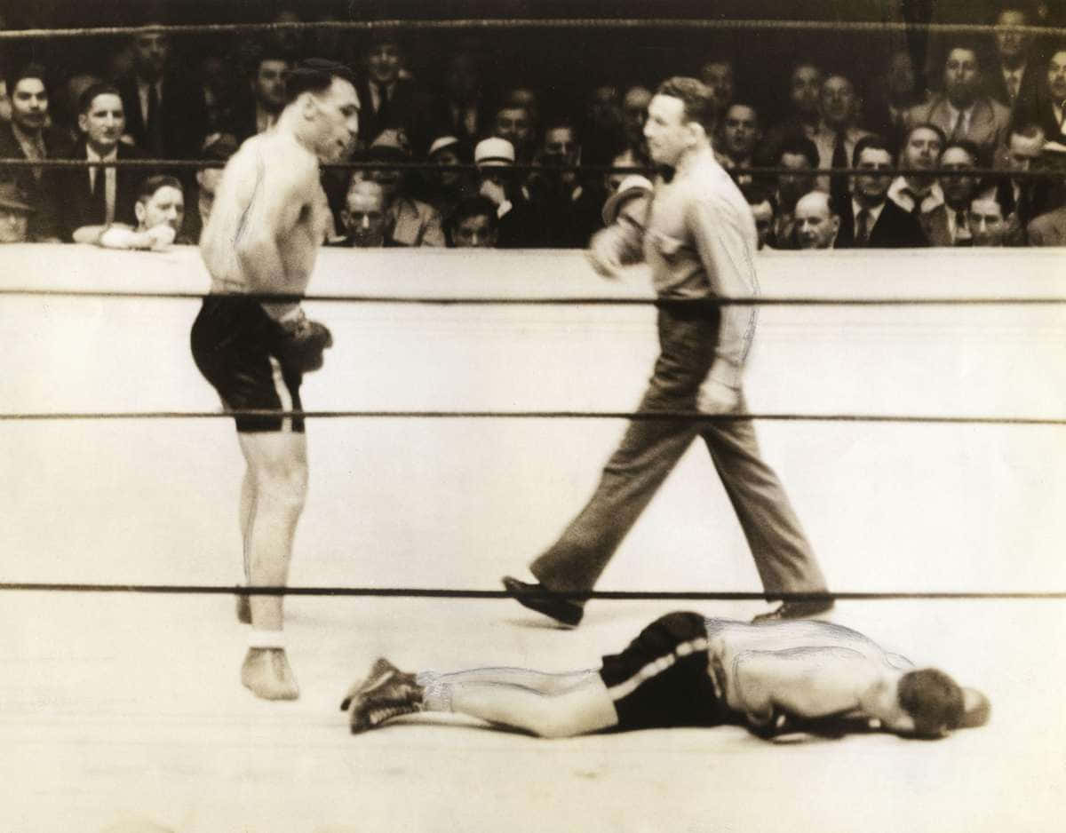 Italian Professional Boxer Primo Carnera Beside Ernie Schaaf Background