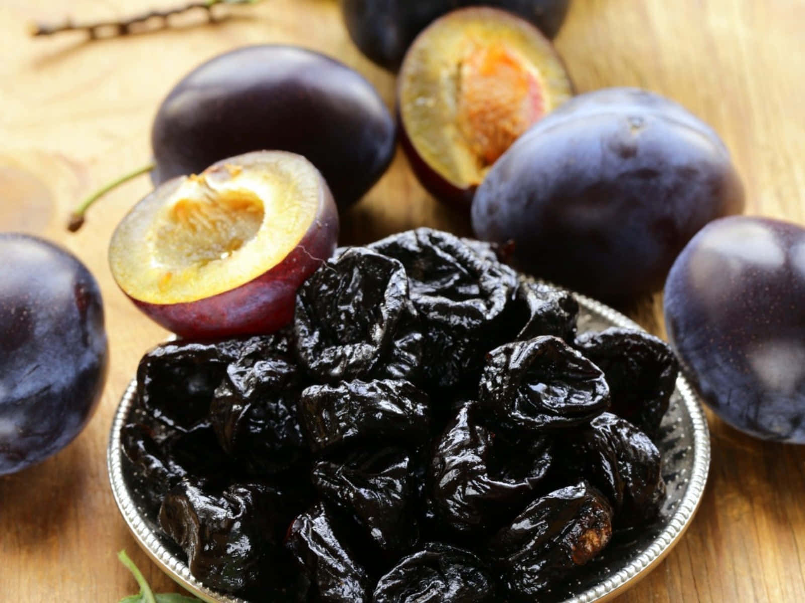 Italian Prune Plum Fresh And Dried Fruits Background