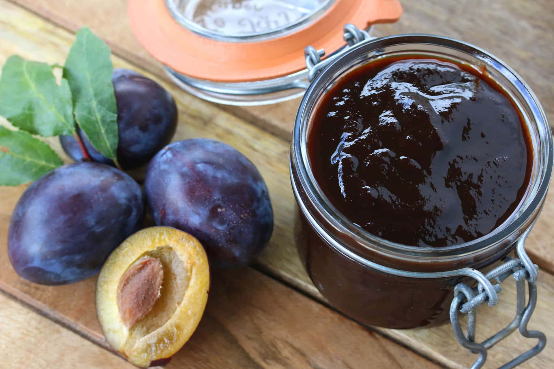 Italian Prune Plum Jam In A Jar Background