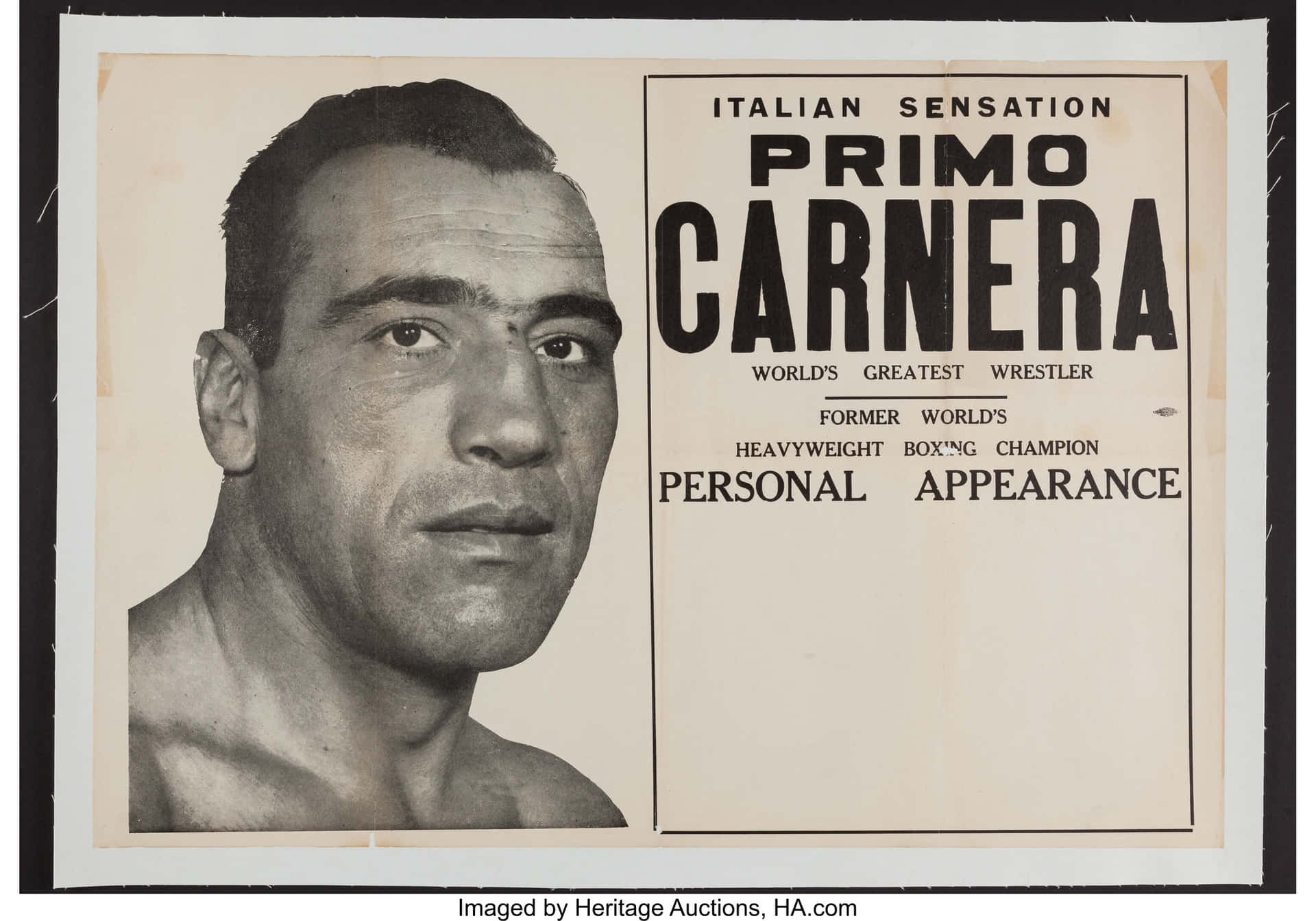 Italian Sensation Primo Carnera Promotional Poster Background
