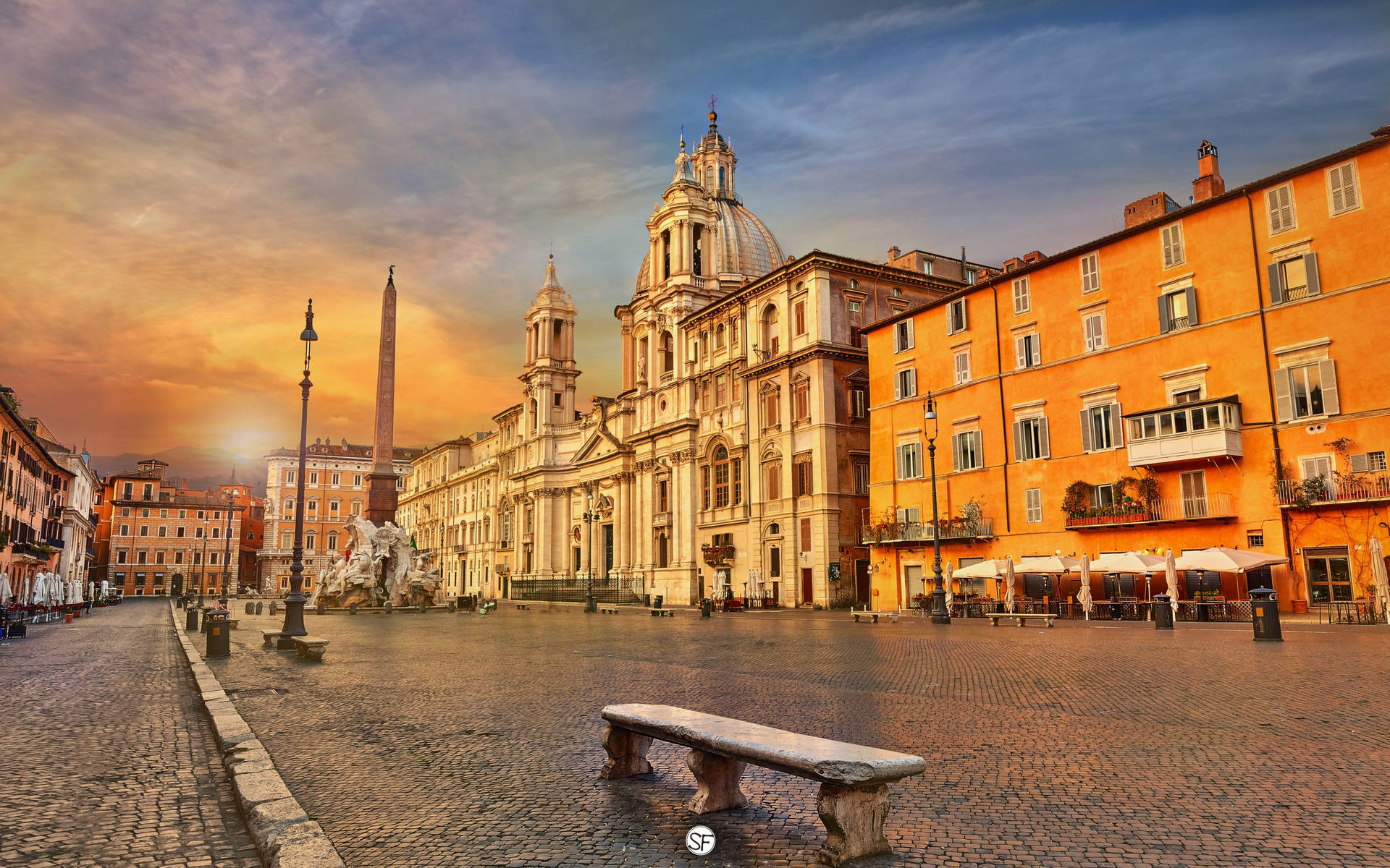 Italy Piazza Navona Rome Background