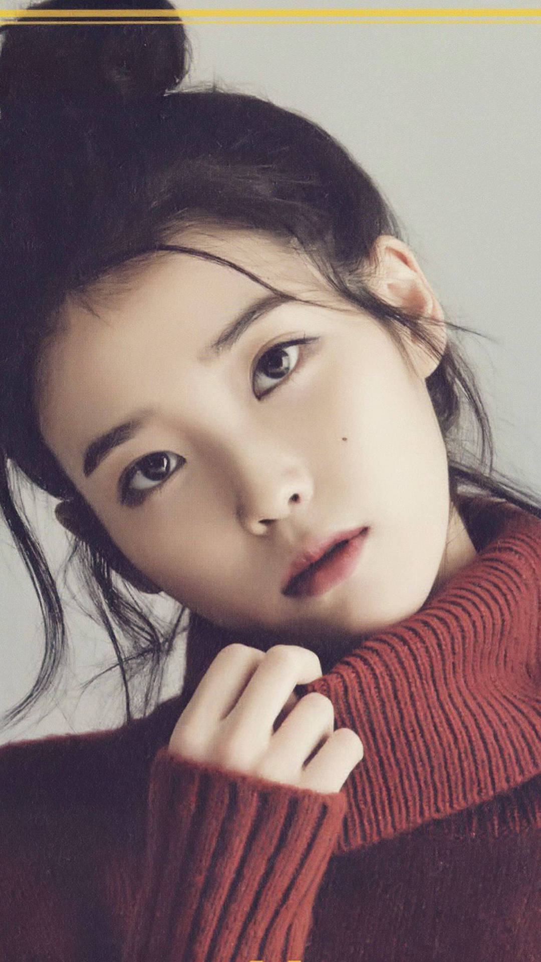 Iu In Red Turtle-neck Background