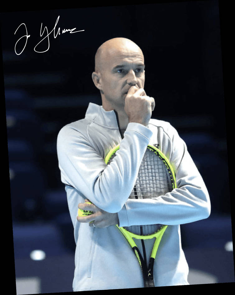 Ivan Ljubicic Signature Pose With Tennis Racket Background