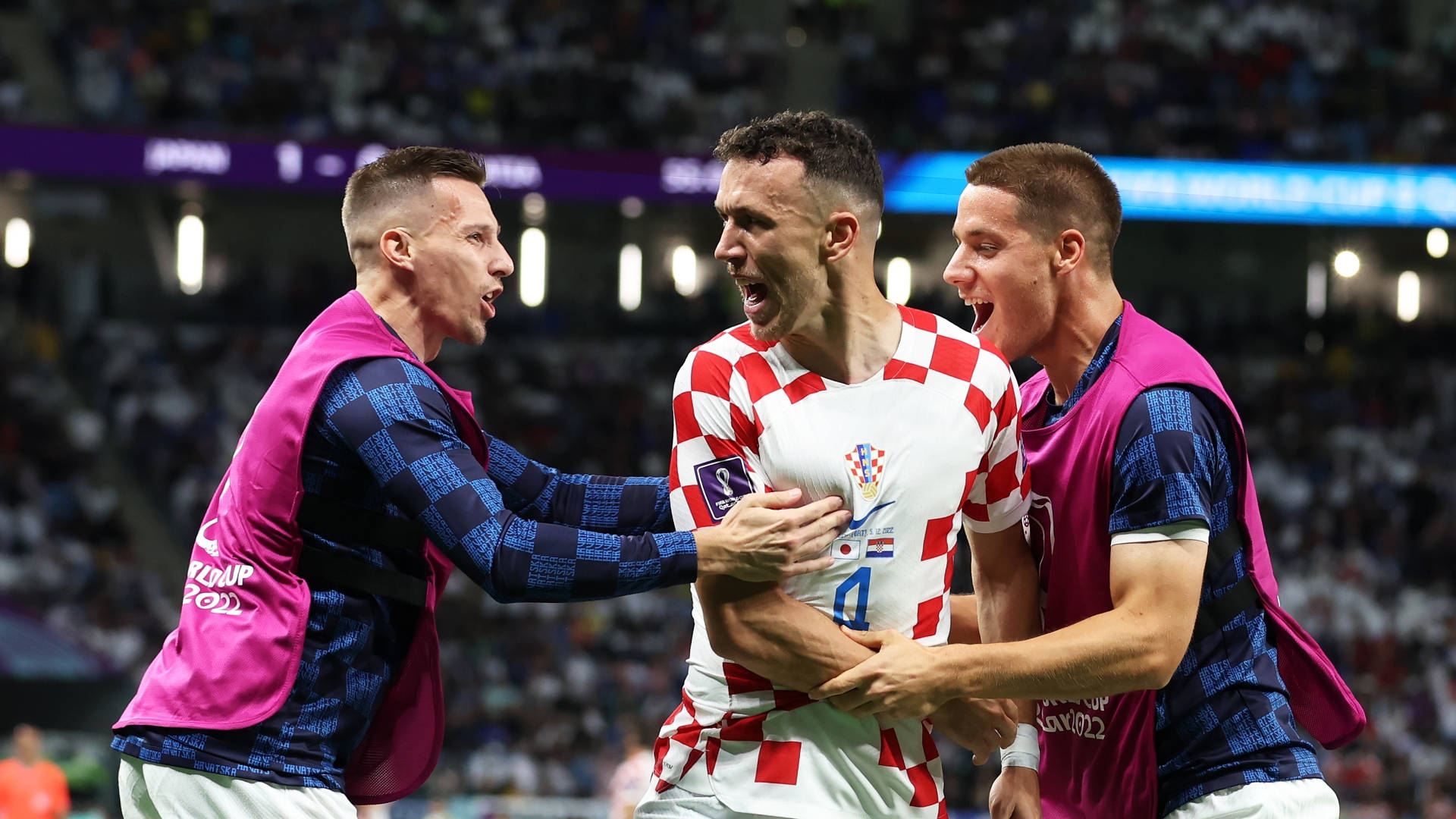 Ivan Perisic Celebrating With Teammates Background