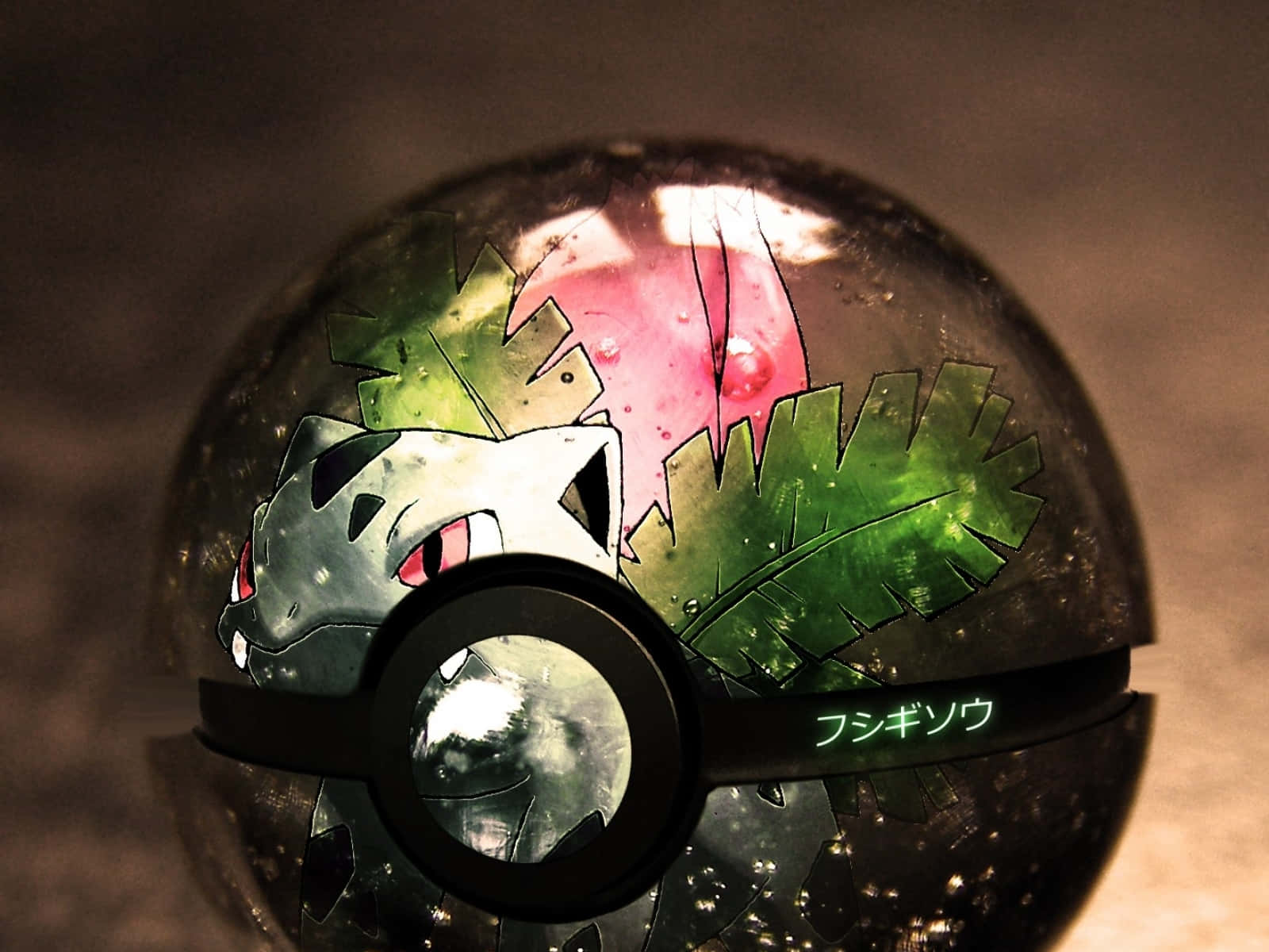 Ivysaur Inside A Pokémon Ball Background