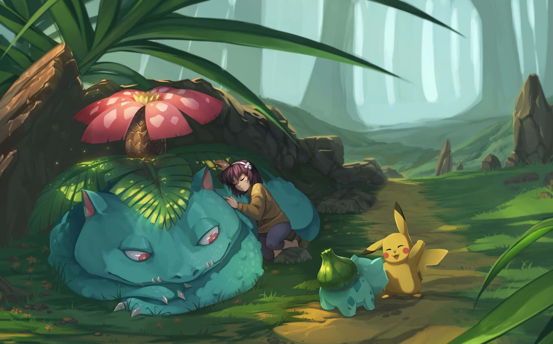 Ivysaur, Venusaur, Pikachu, And Pokemon Master