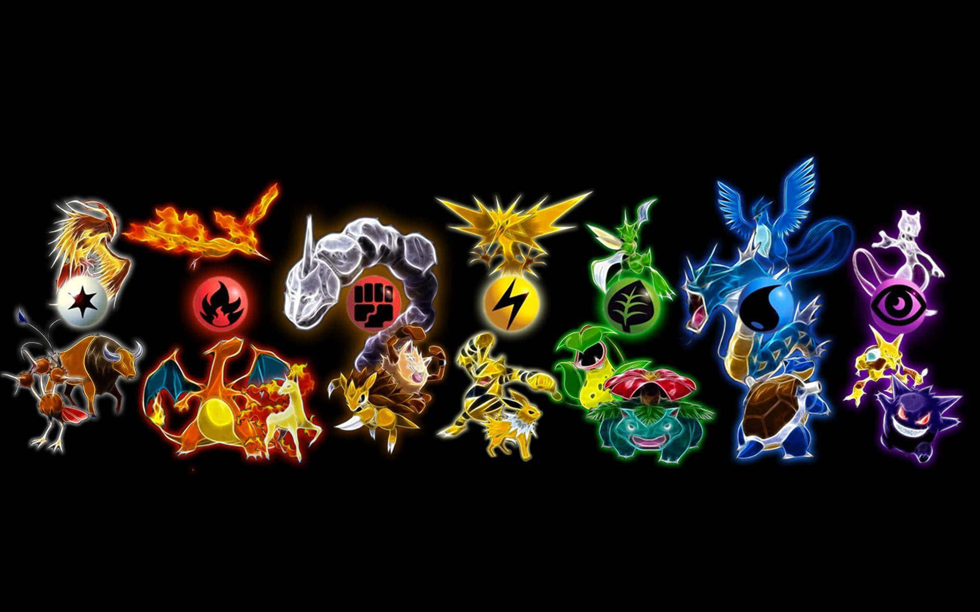 Ivysaur With Other Types Of Pokemons Background