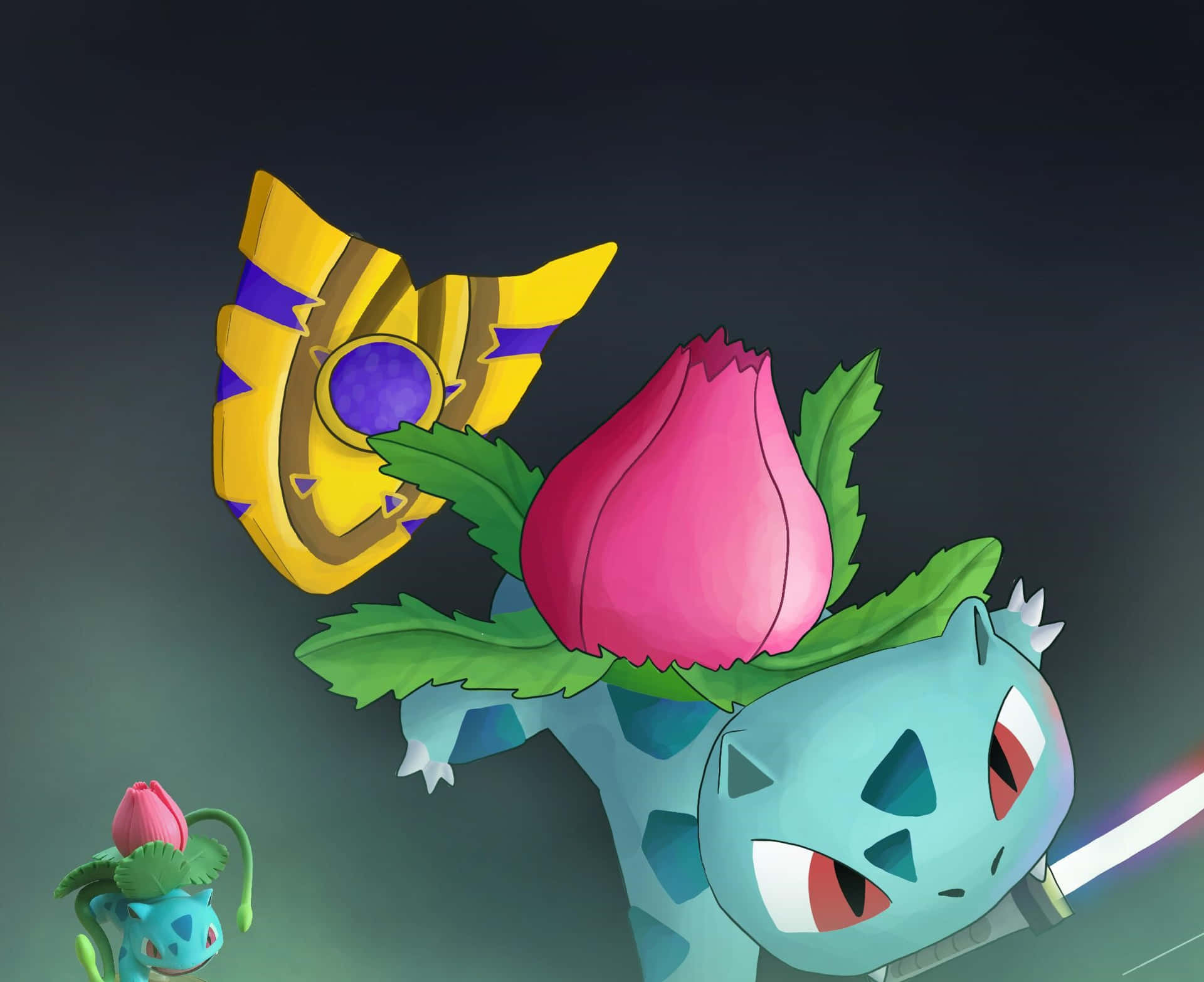 Ivysaur With Sword And Shield