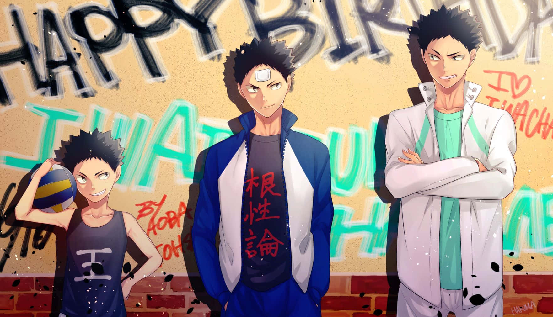Iwaizumi Hajime Striking A Powerful Pose In A Cool And Dynamic Setting Background