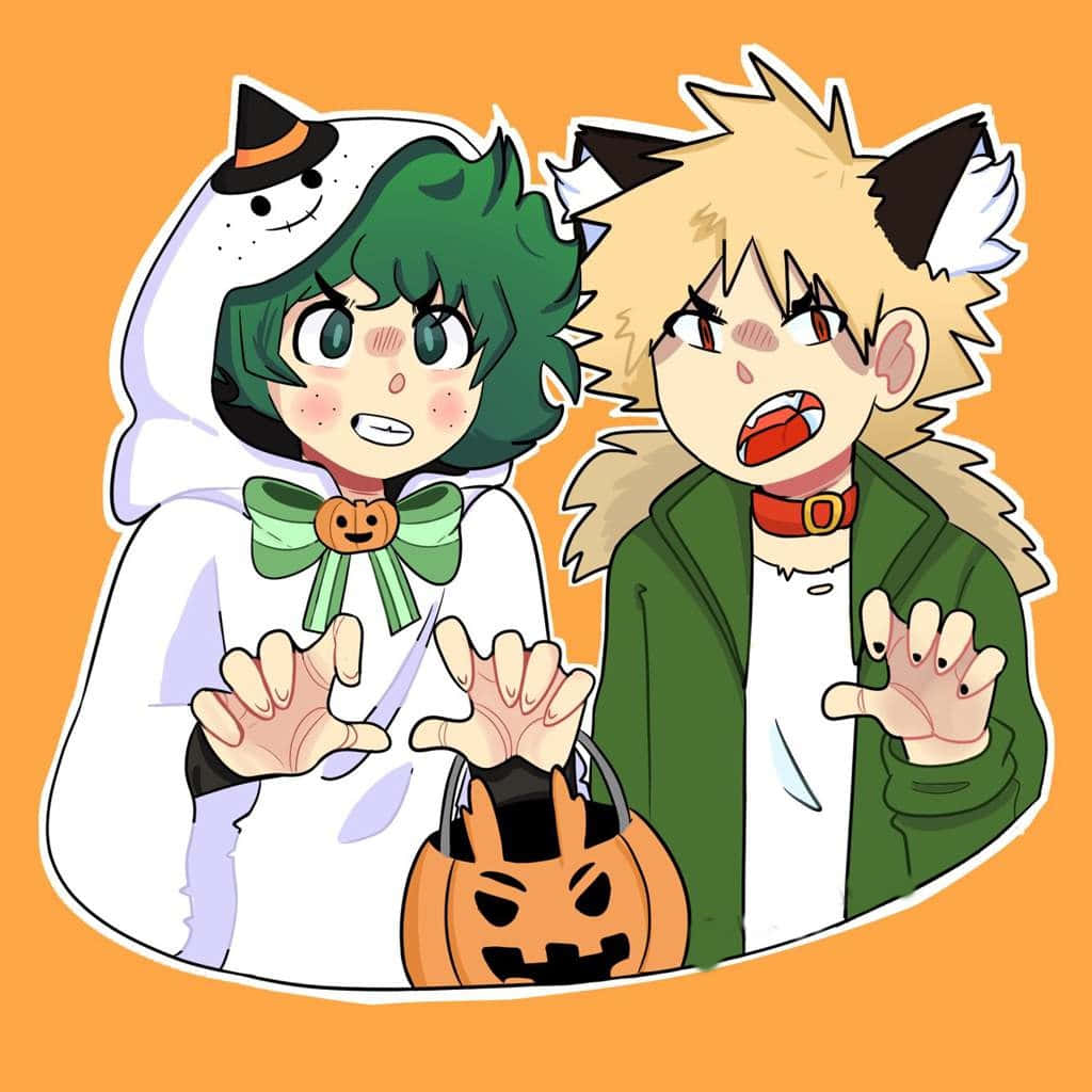 Izuku Midoriya And Bakugo My Hero Academia Halloween Background