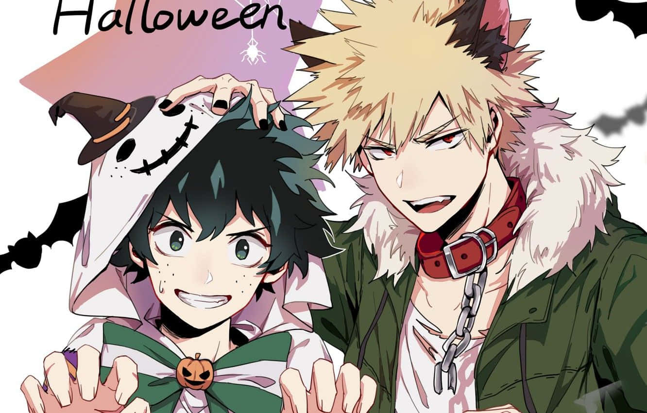 Izuku Midoriya And Bakugo My Hero Academia Halloween Background