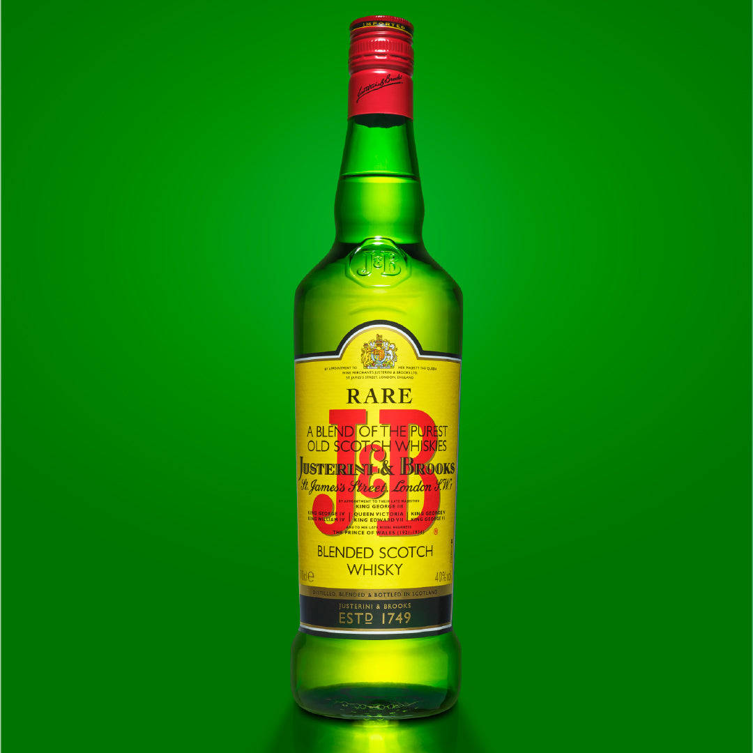 J&b Rare Scotch Whisky Bottle Green Background