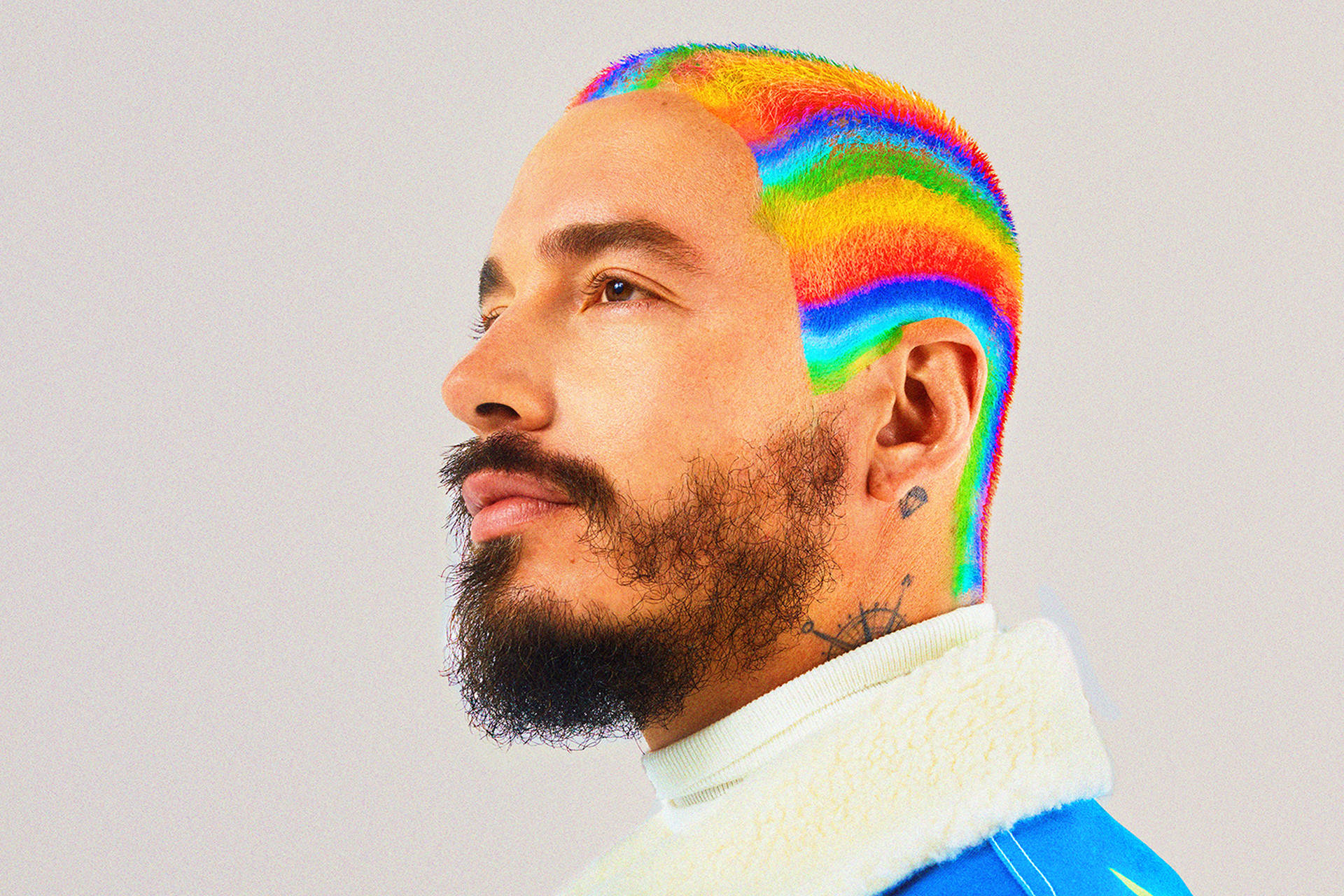 J Balvin Rainbow Hair Background