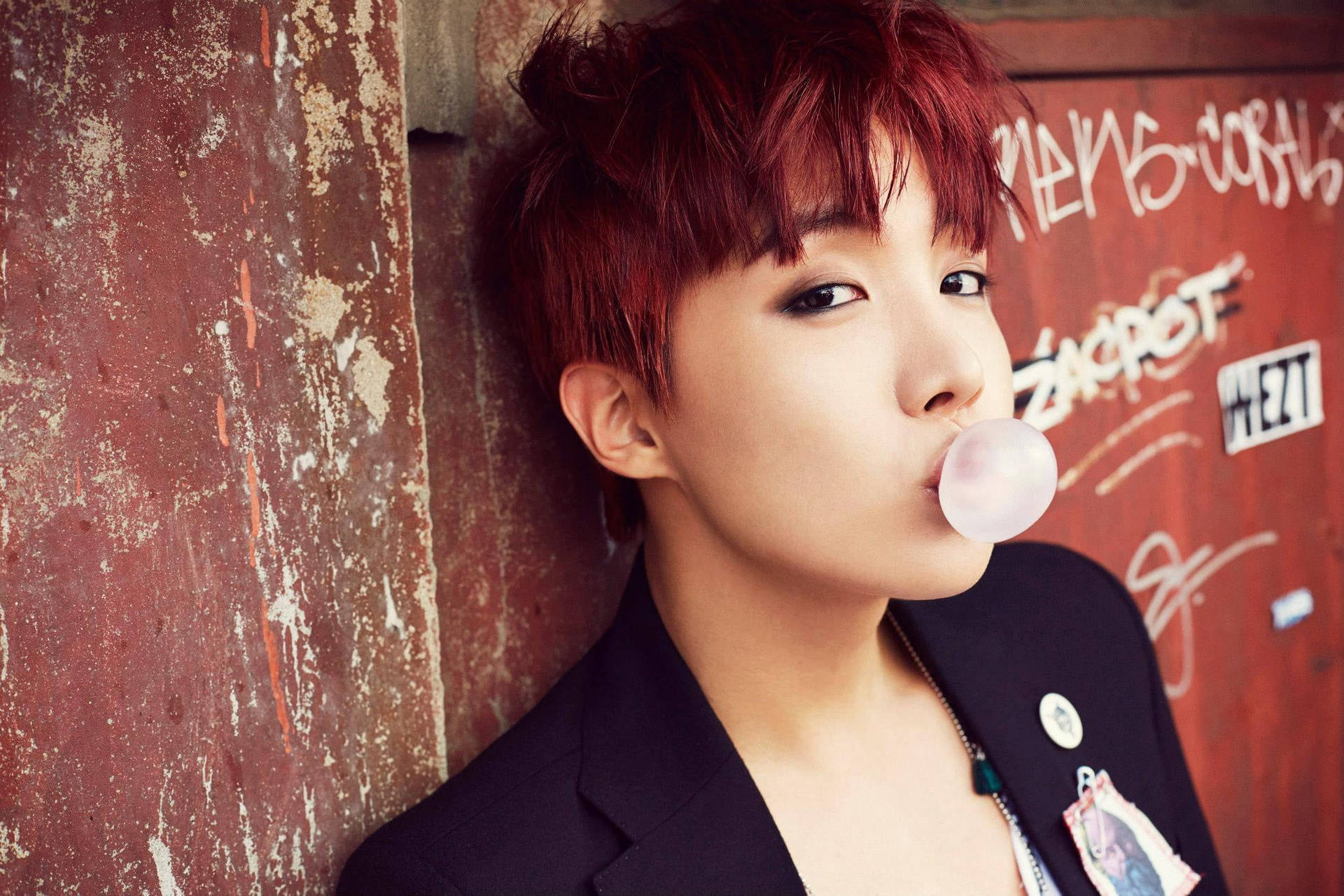 J-hope Blowing A Gum Background