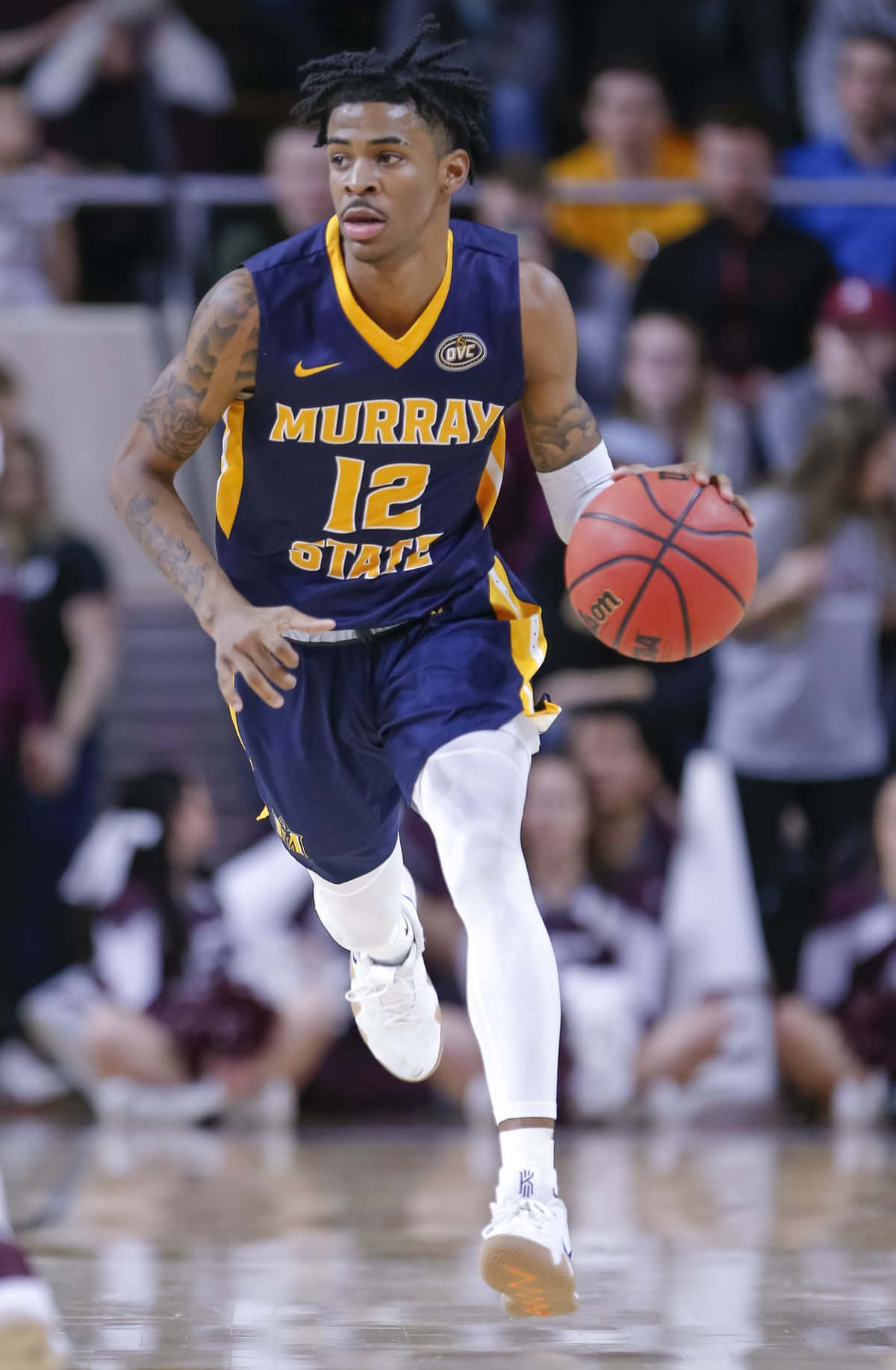 Ja Morrant Dribbling And Running Background