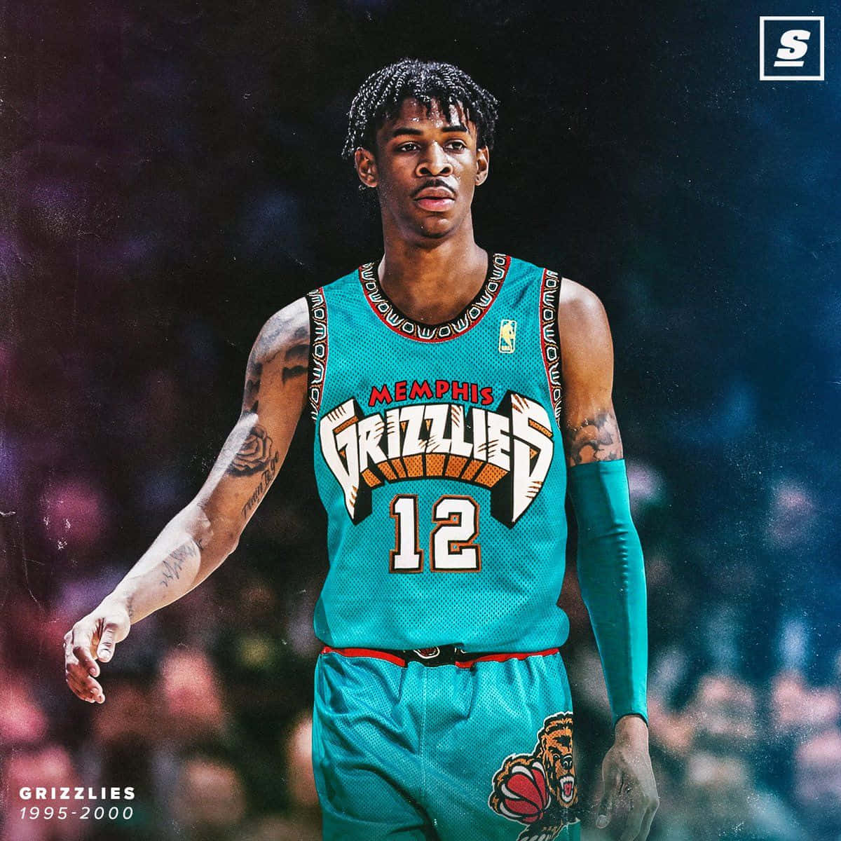 Ja Morrant In Blue Basketball Jersey Background