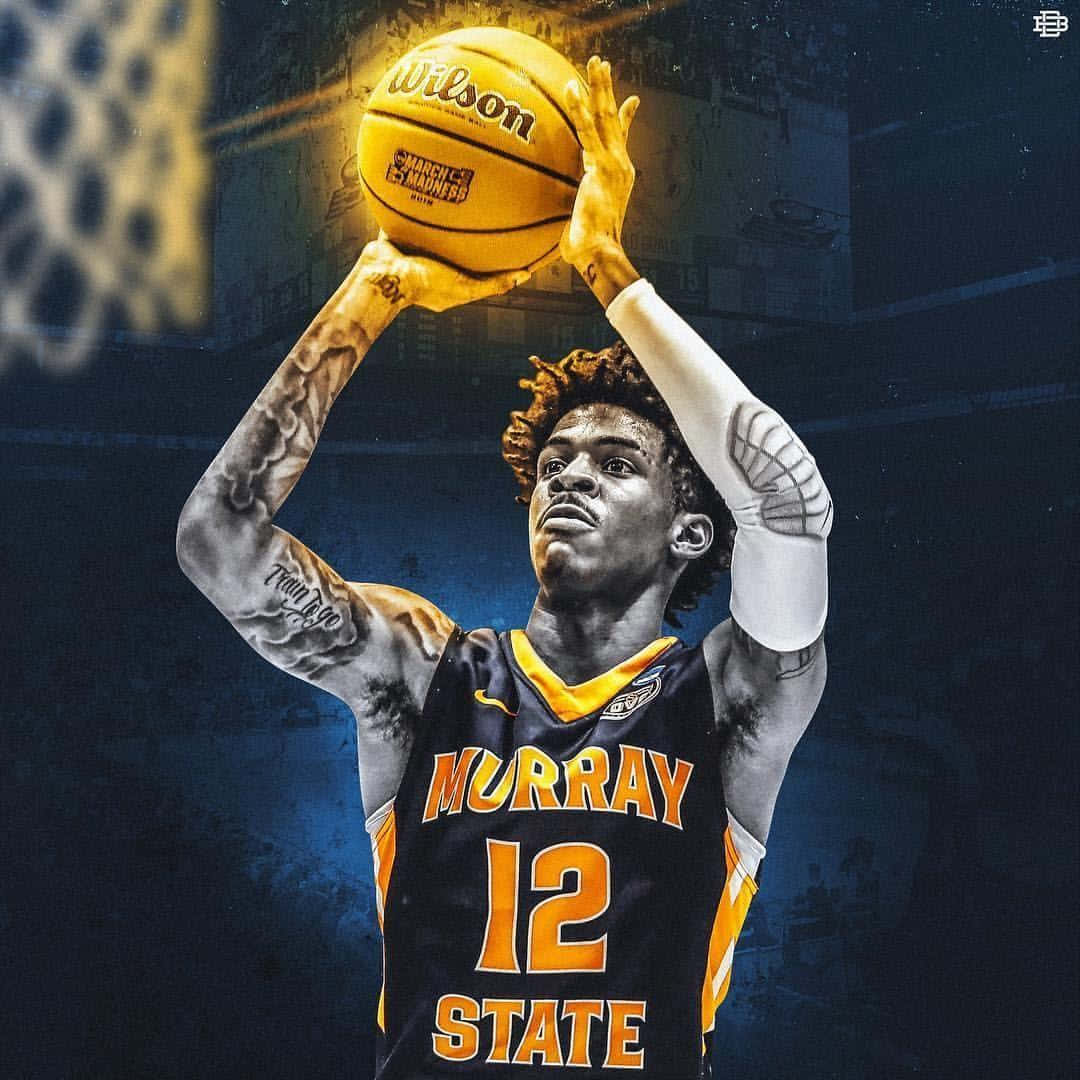 Ja Morrant With A Gold Ball Background