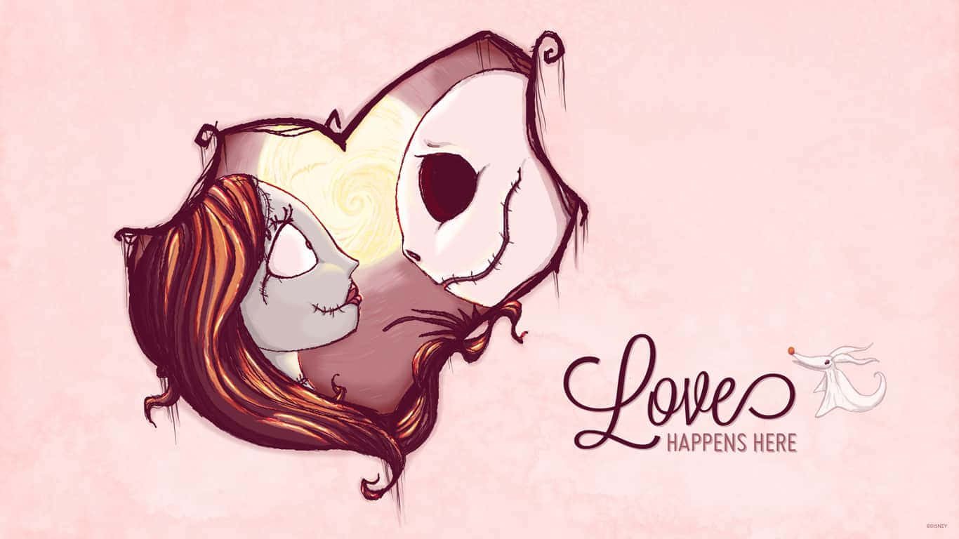 Jack And Sally Cute Valentines Digital Illustration Background