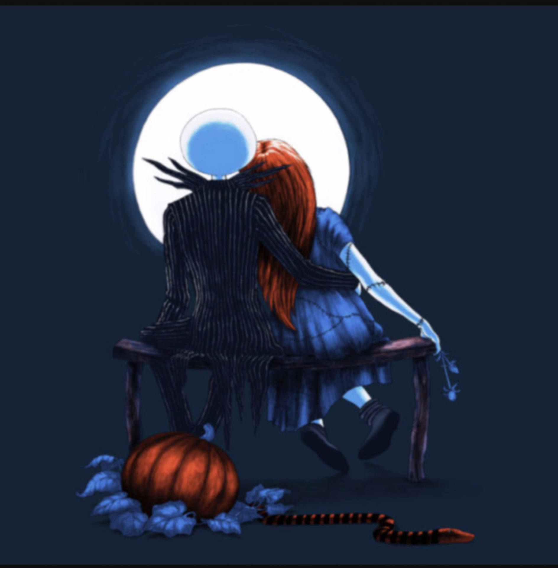 Jack And Sally Moon Art Background