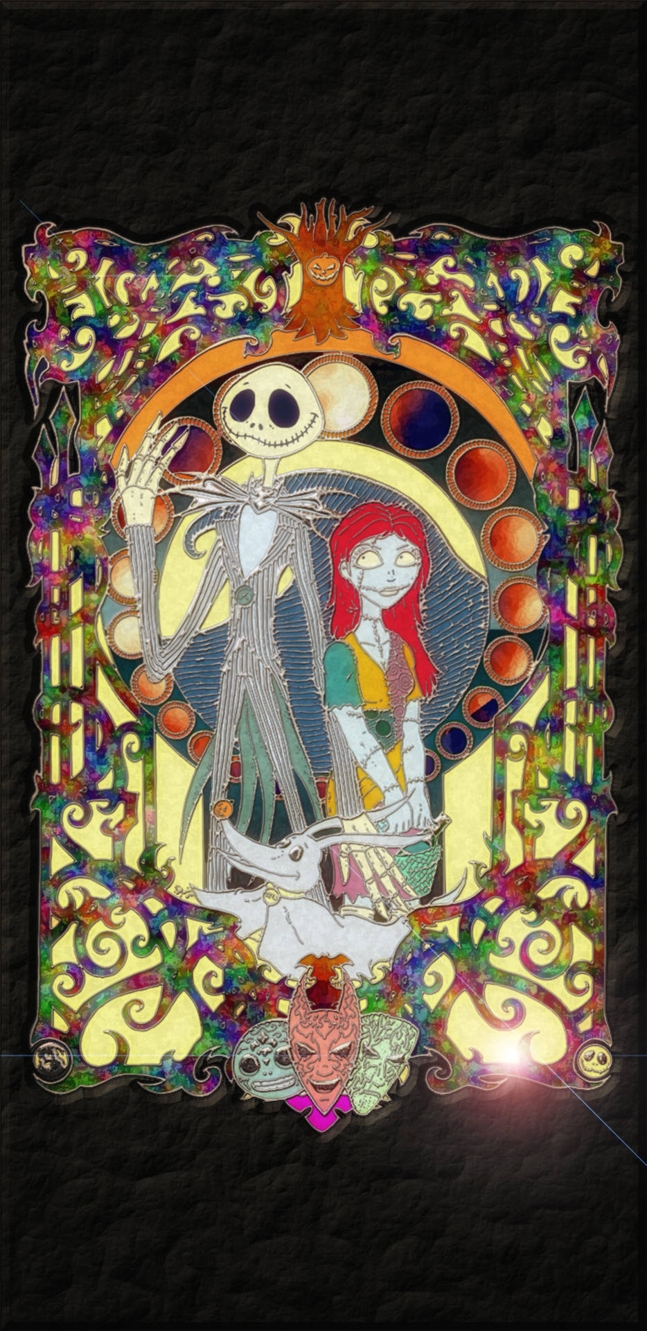 Jack And Sally Stained Glass Background