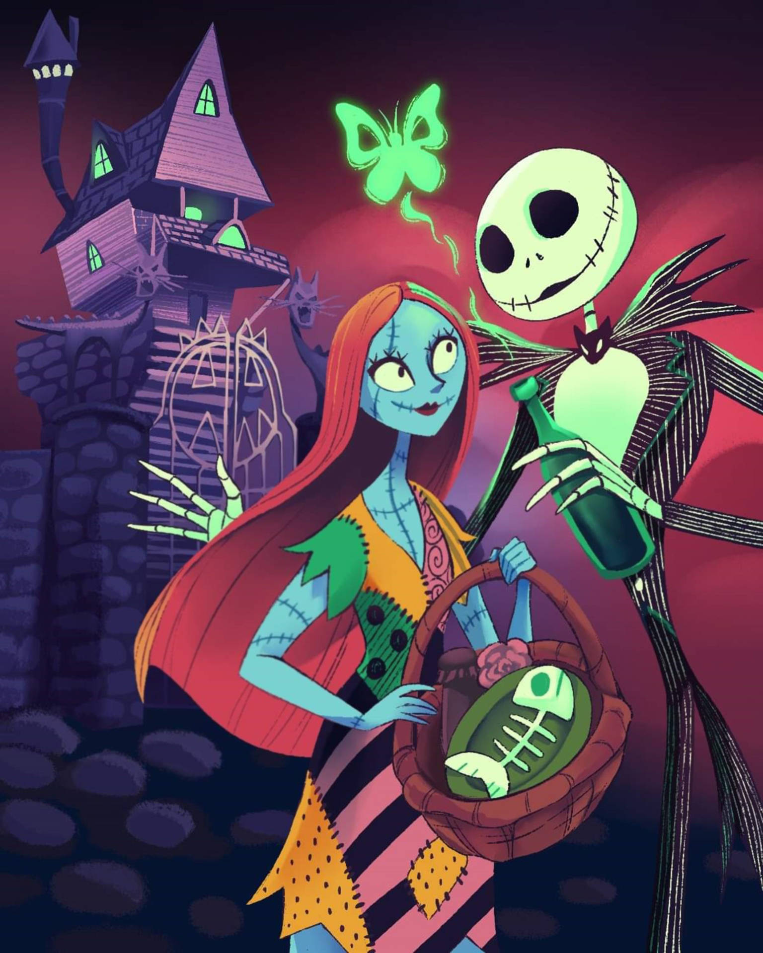 Jack And Sally Valentines Date Background