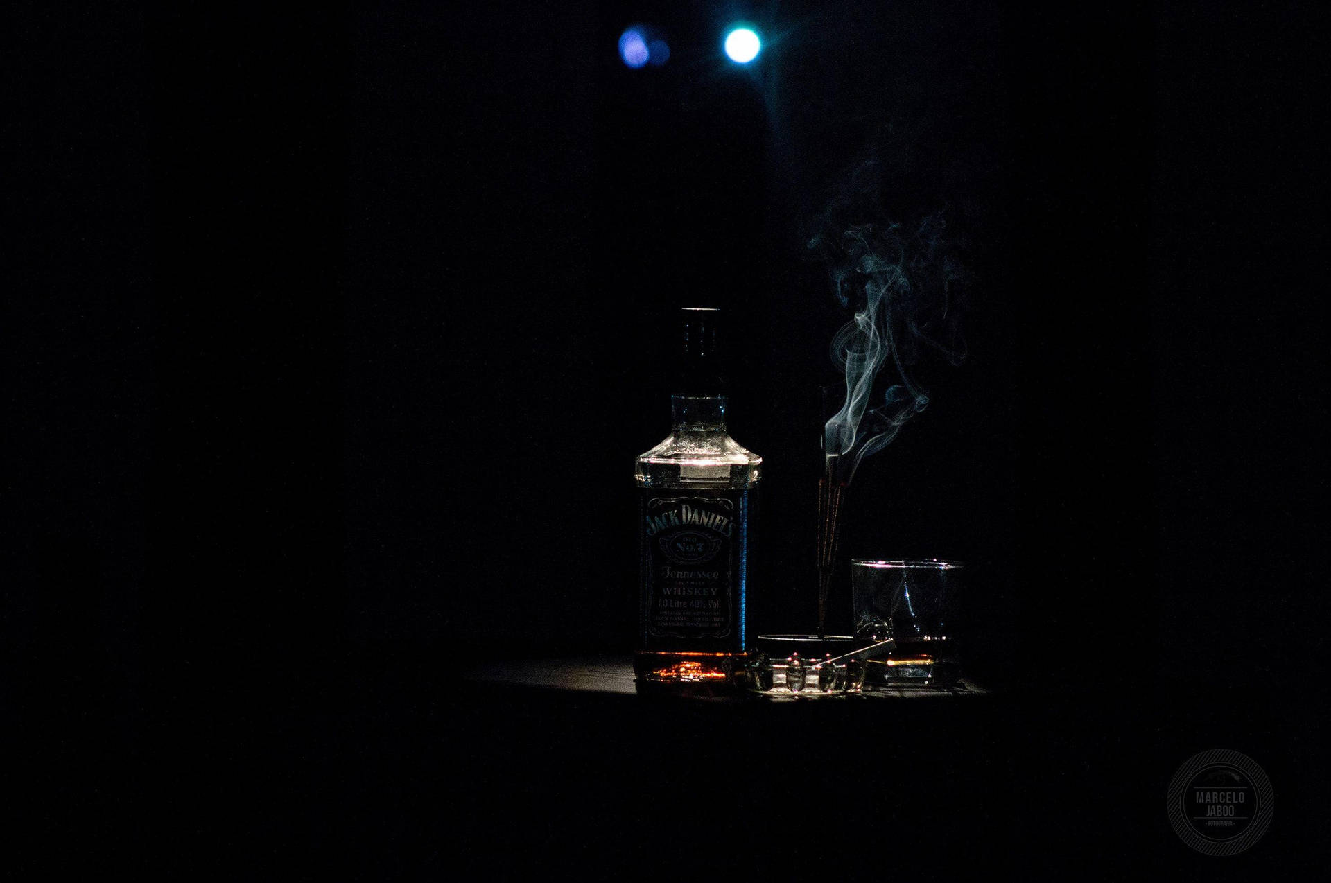 Jack Daniels And Whiskey Glass Dark Screen Background