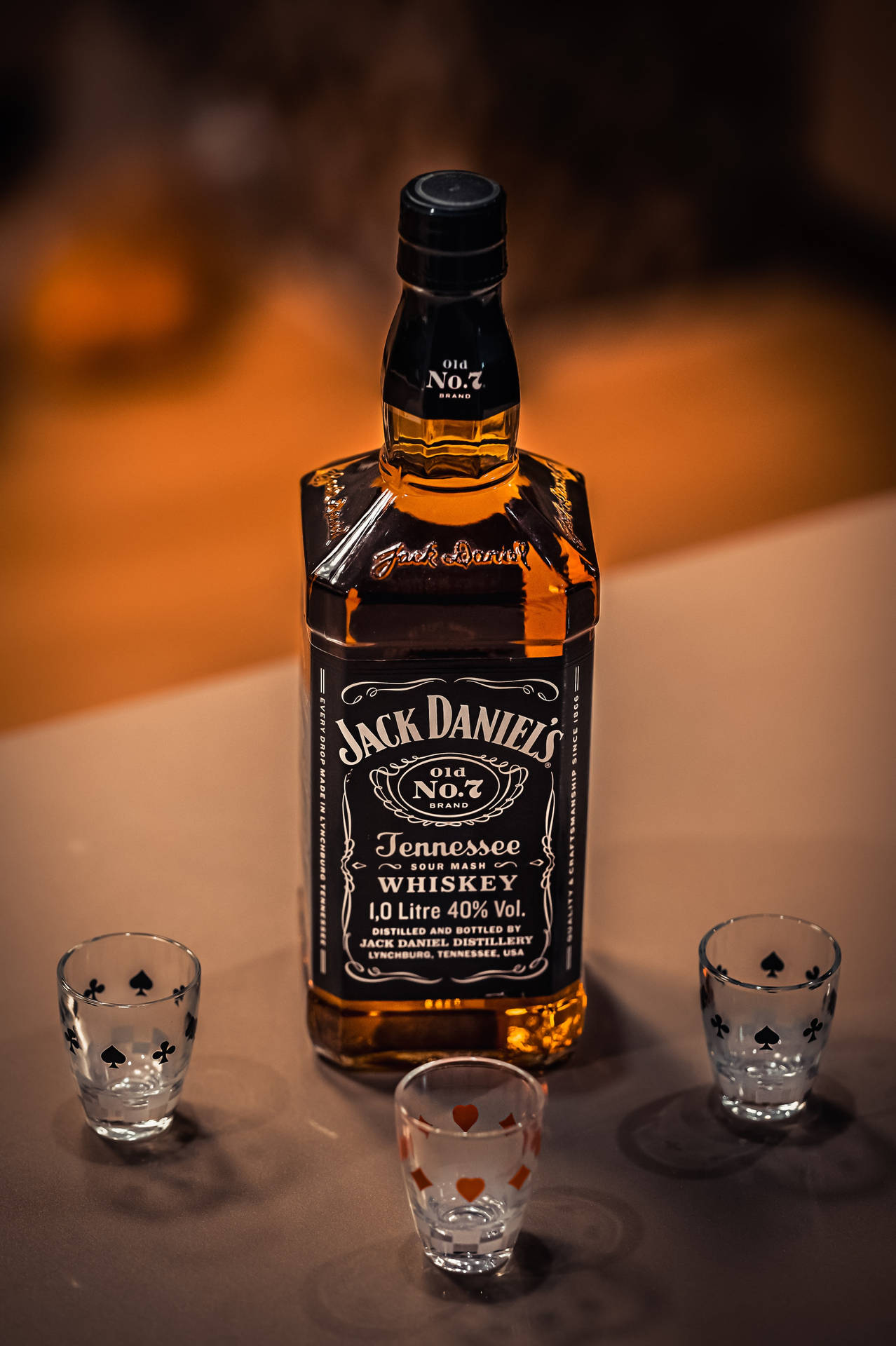 Jack Daniels Whiskey Bottle With Shot Glasses