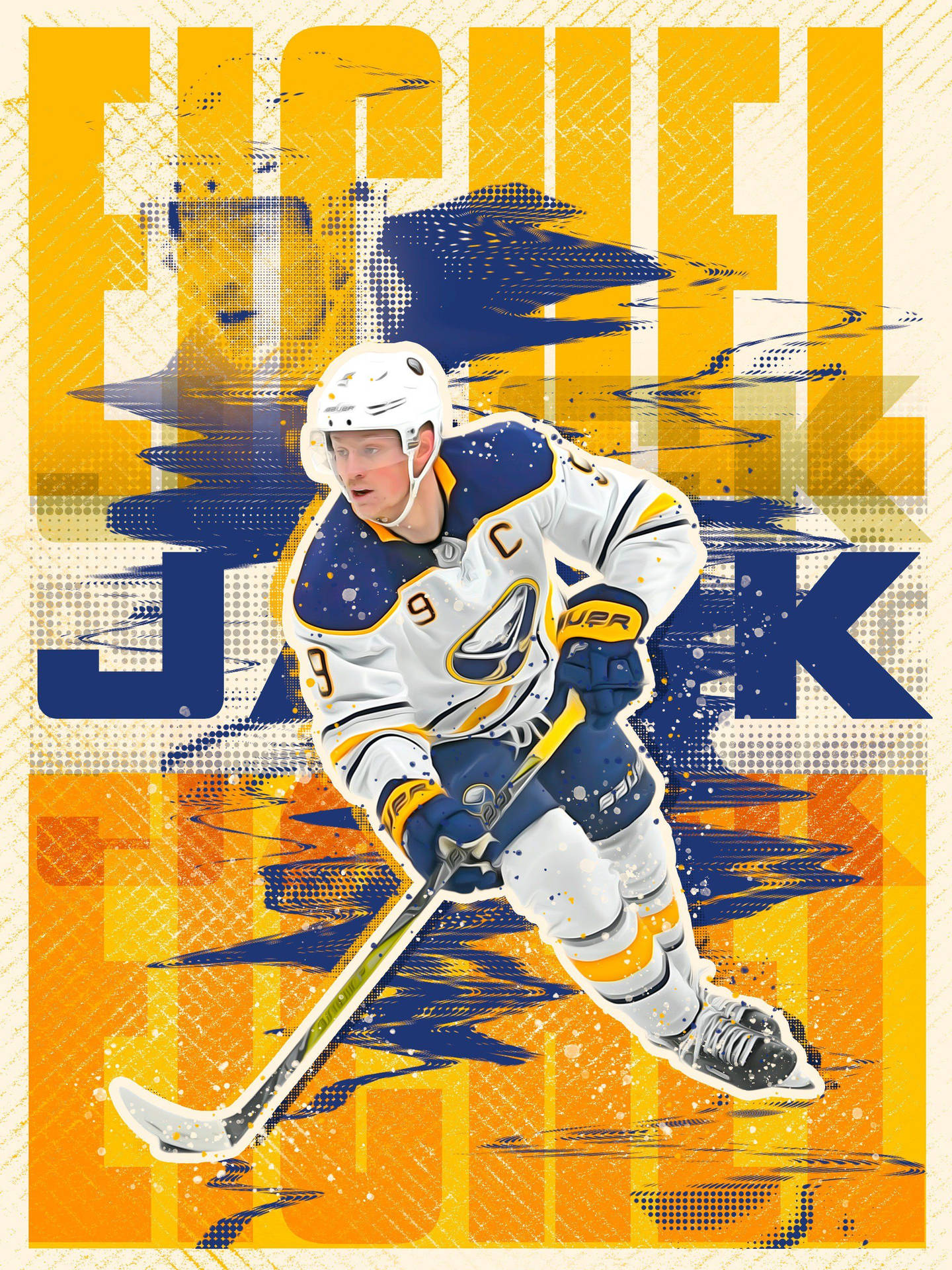 Jack Eichel Buffalo Sabres Blue And Yellow Artistic Background