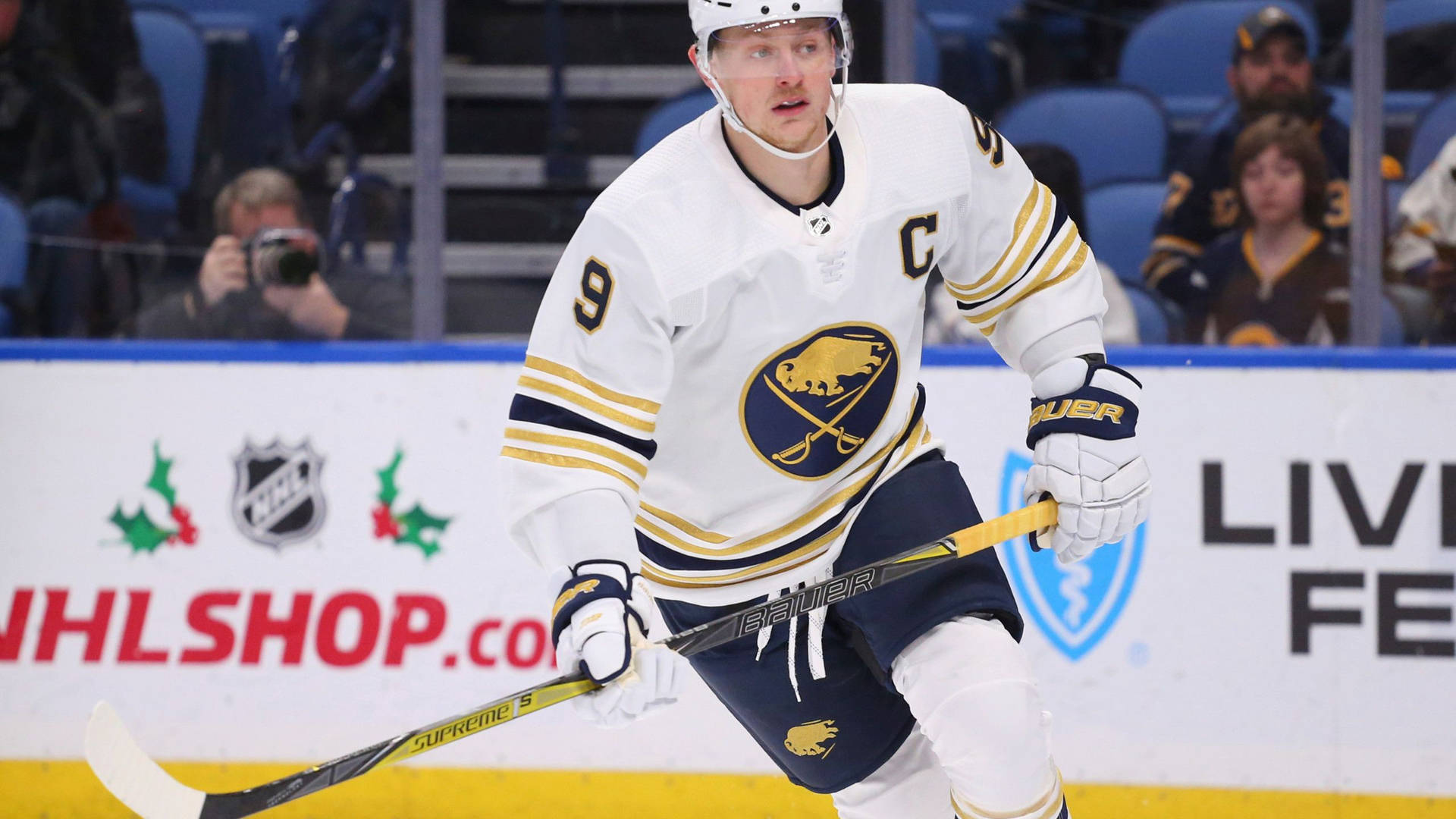 Jack Eichel White Buffalo Sabres Uniform Background