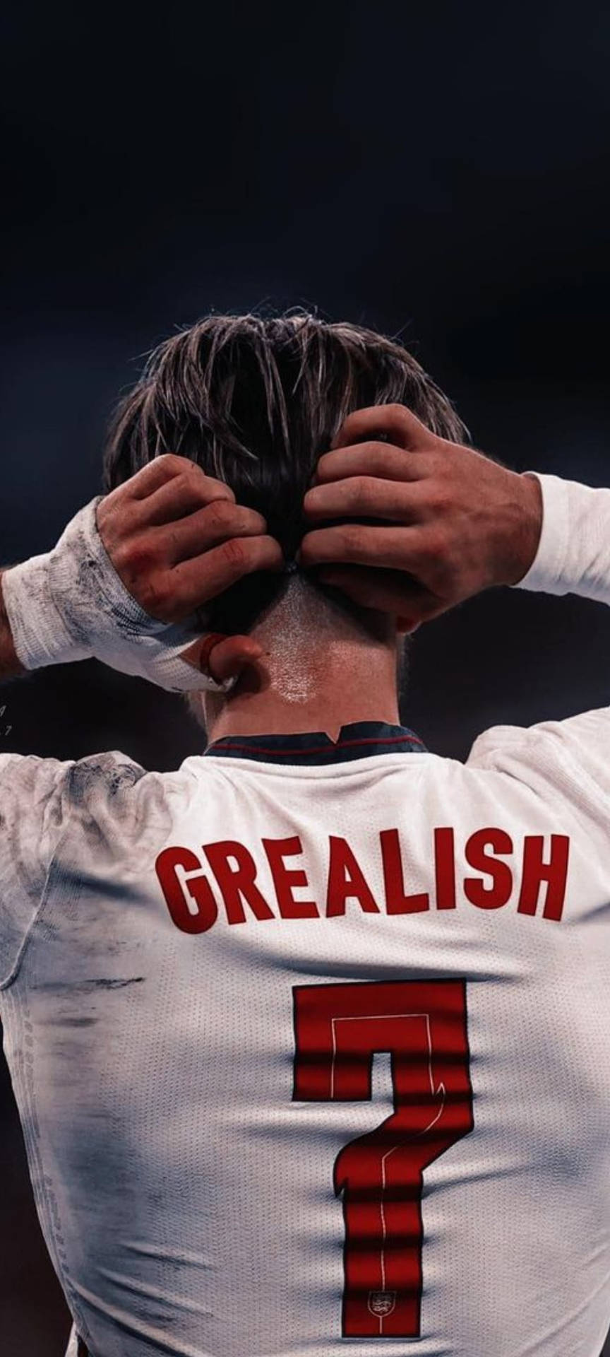 Jack Grealish Sporting His Jersey With His Name Displayed.