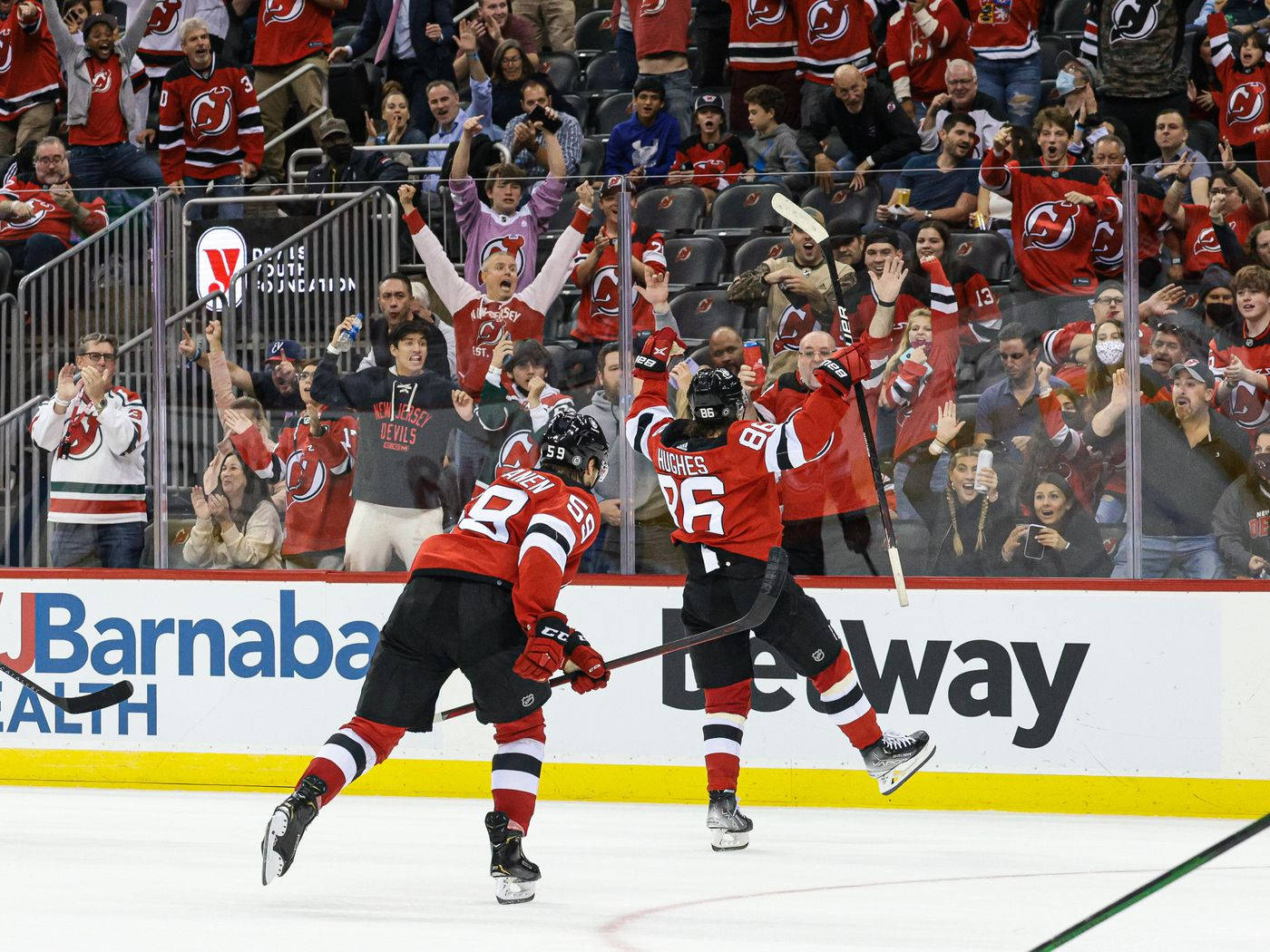 Jack Hughes Facing Audience Background