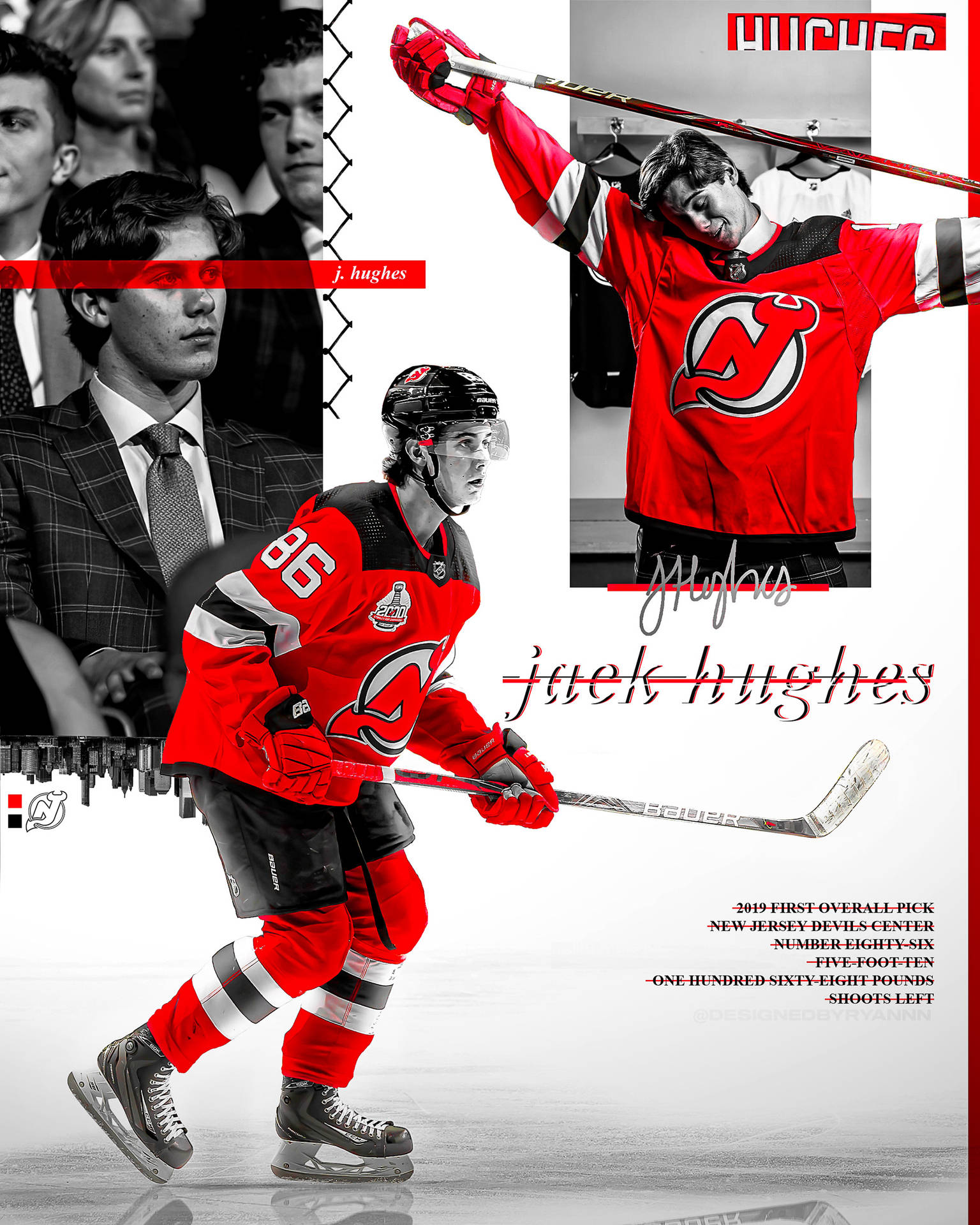 Jack Hughes Ice Hockey Player Background