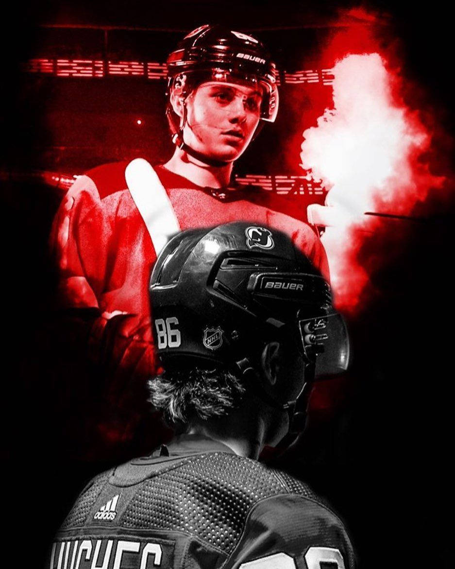 Jack Hughes Red And Black Background