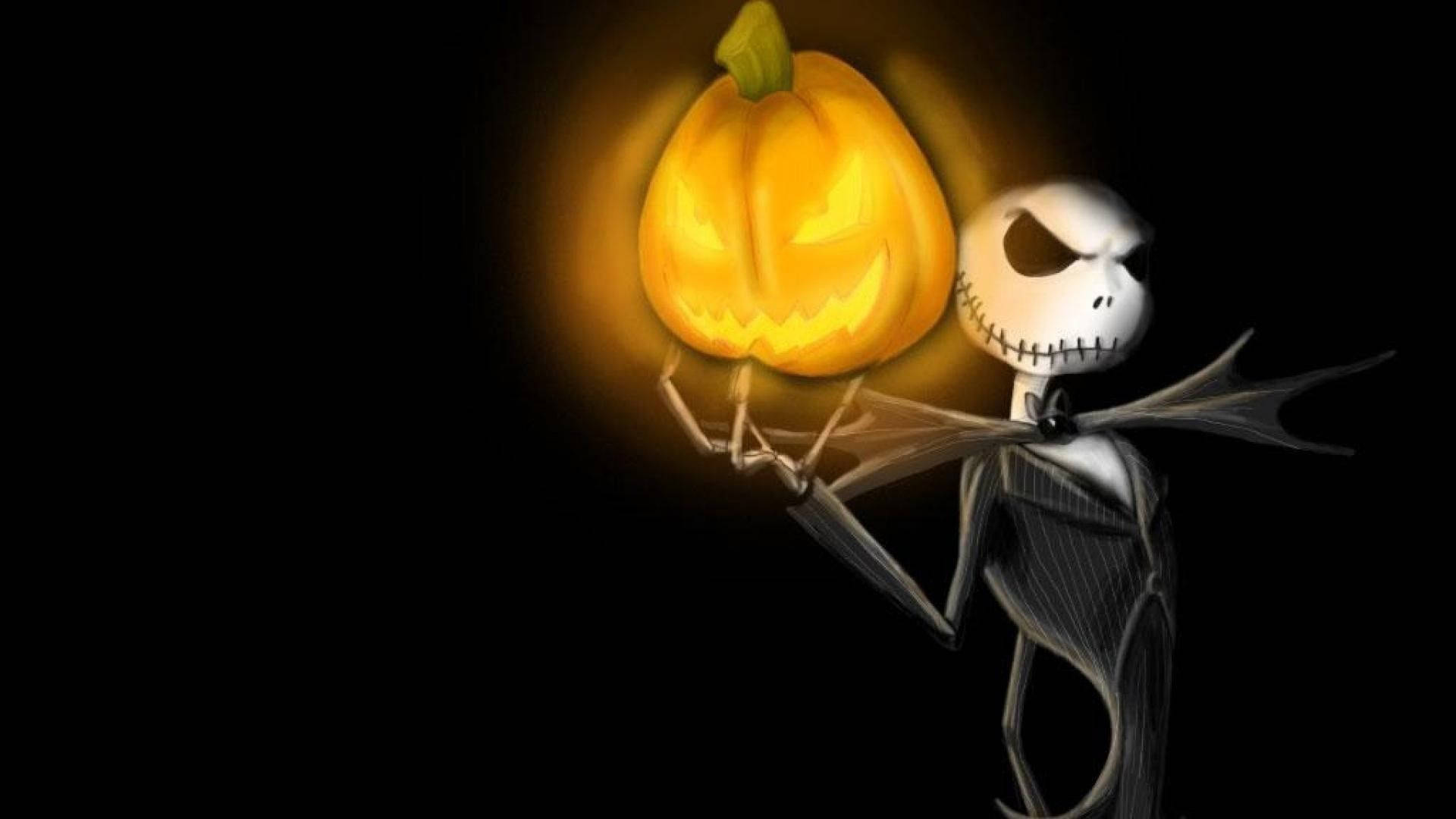 Jack Skellington And Halloween Pumpkin Background