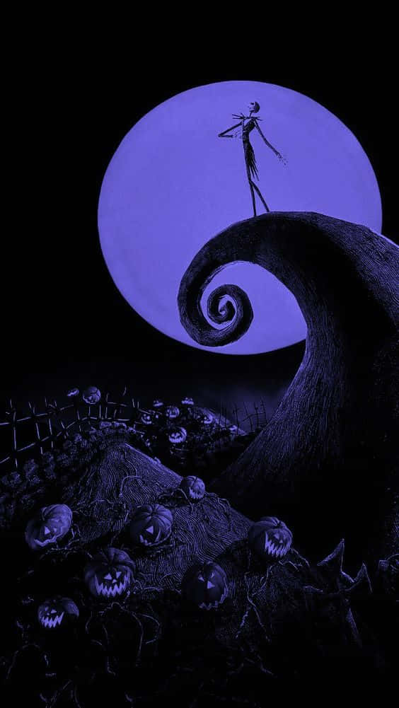 Jack Skellington On Ledge Purple Halloween Background