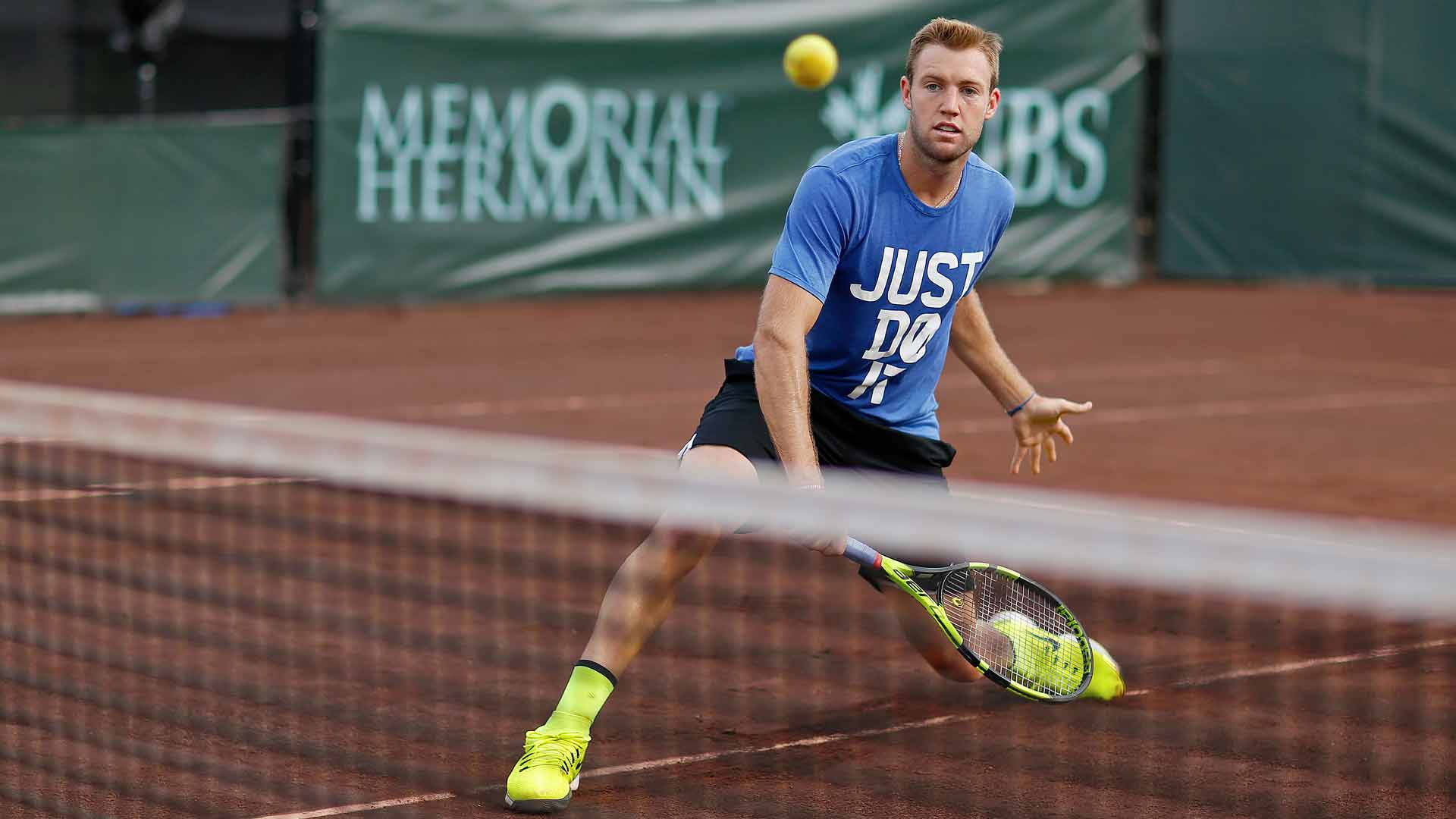 Jack Sock Behind The Net Background