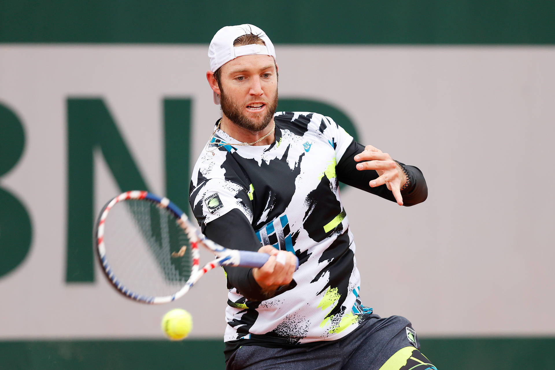 Jack Sock In Abstract Tennis Shirt Background