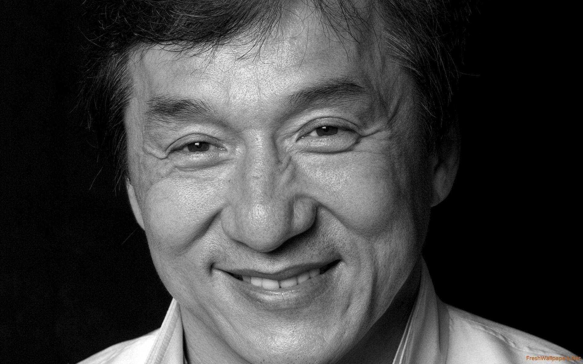 Jackie Chan Black And White Close Up Background