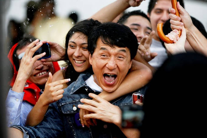 Jackie Chan With Fans Background